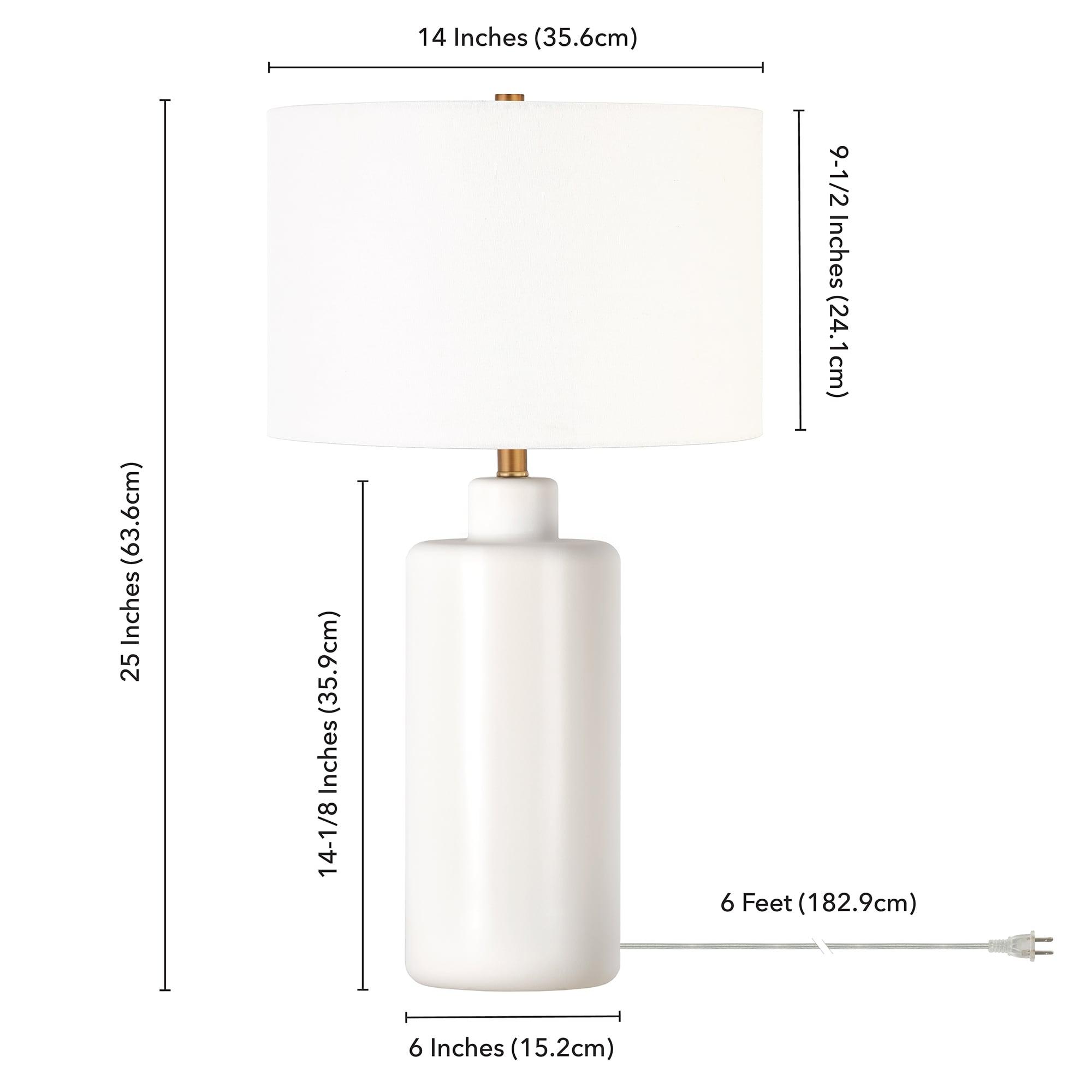 Evelyn&Zoe 25" Contemporary Ceramic Table Lamp with White Drum Linen Shade