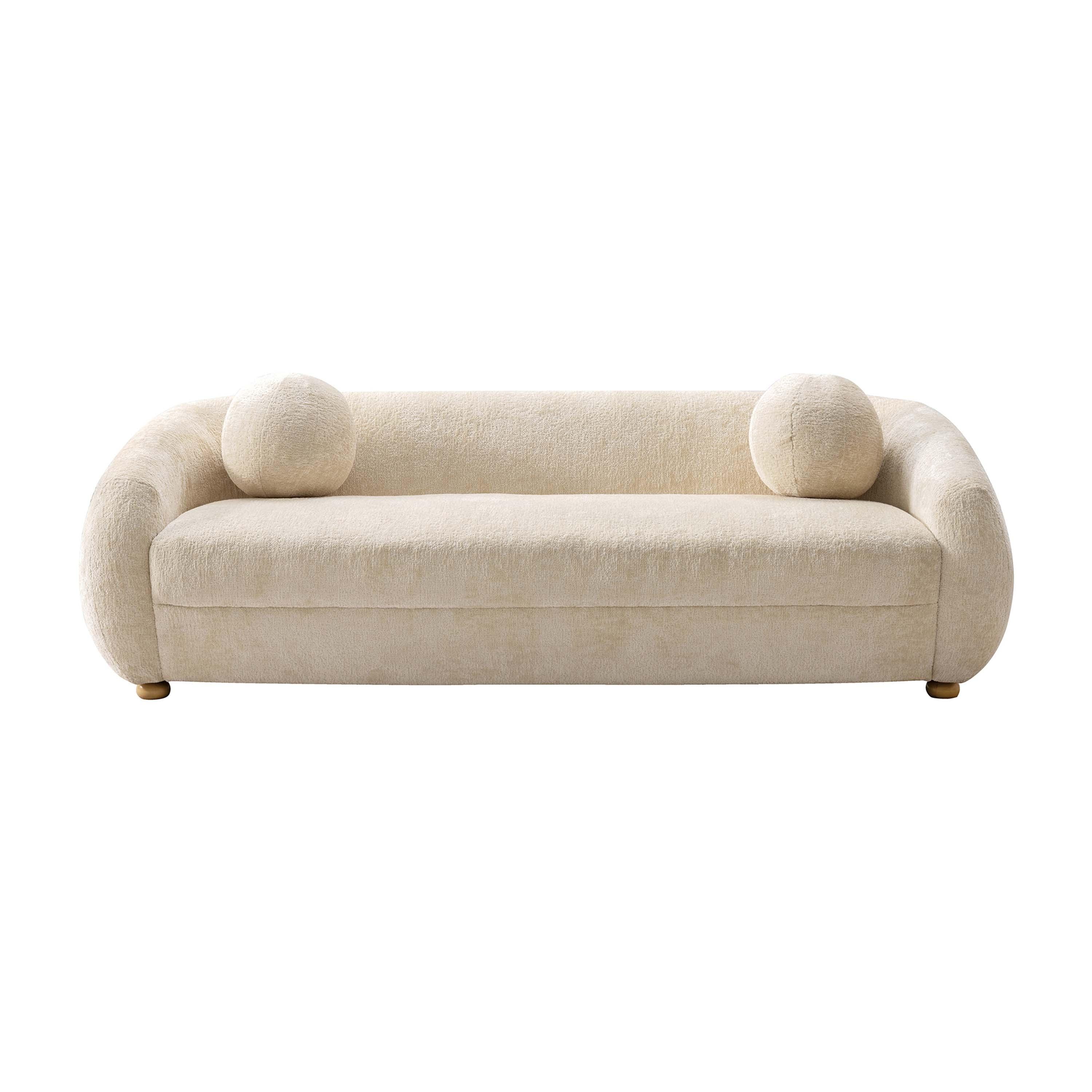 Manhattan Comfort 85.8" Tribeca Modern Chenille Upholstered Sofa Cream