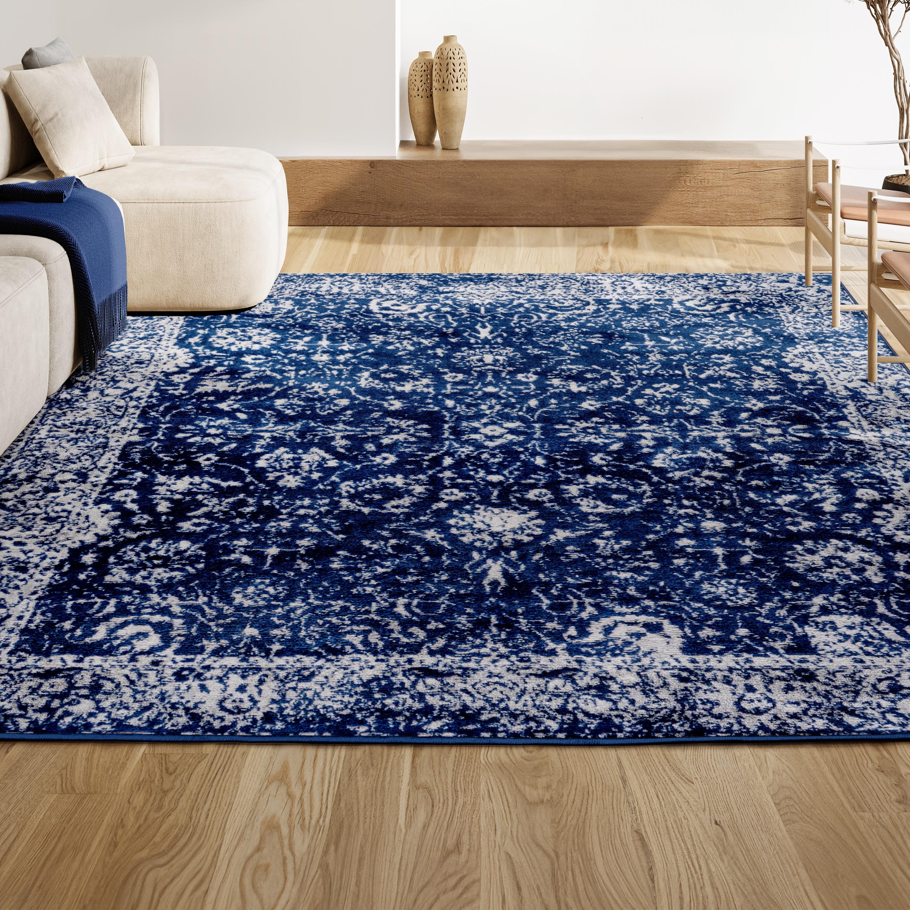 3'x5' Soleiman Modern Persian Area Rug, Navy - JONATHAN Y