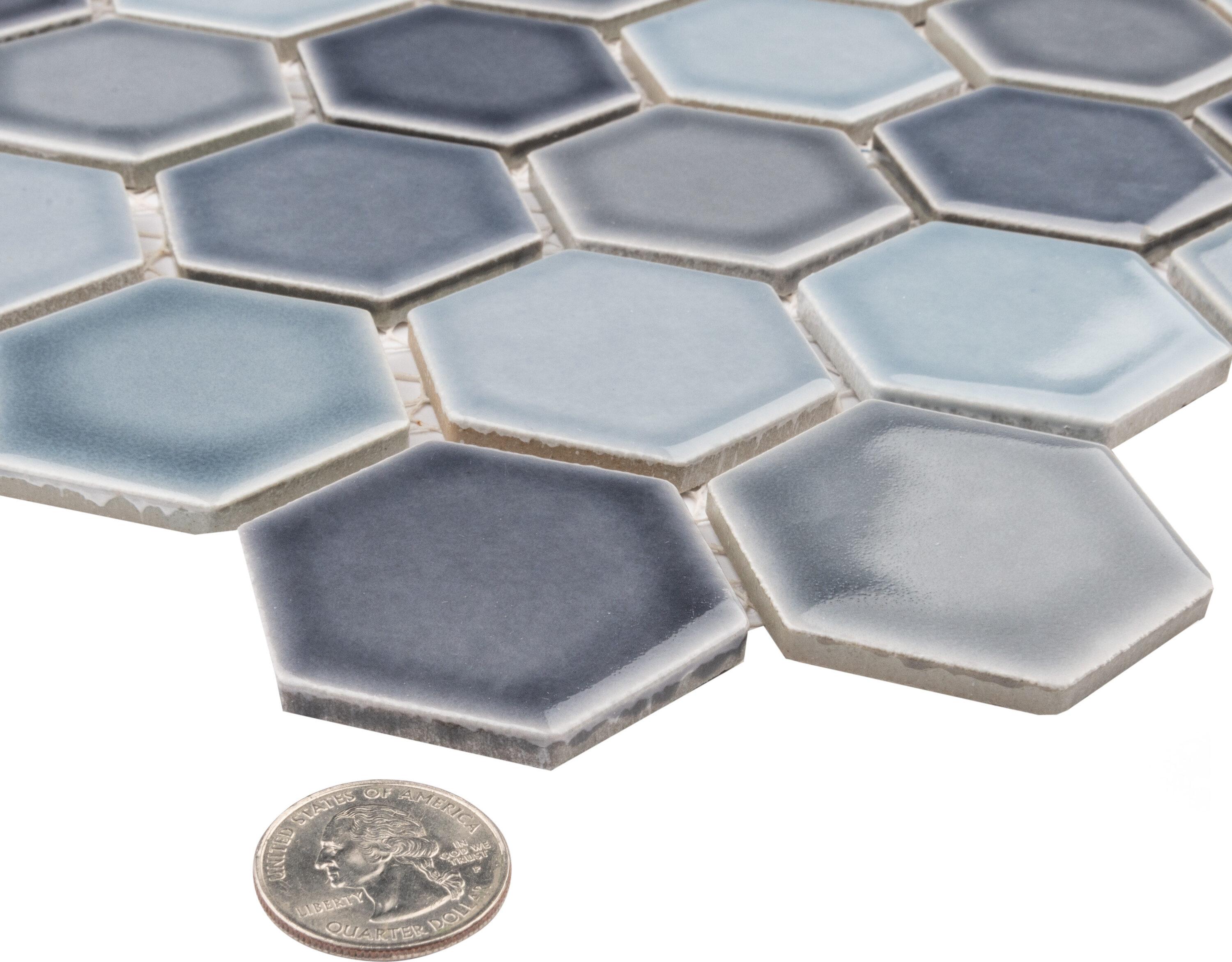 Merola Tile Hudson Due 2" Hex 10-7/8 " x 12-5/8 " Porcelain Mosaic Floor and Wall Tile