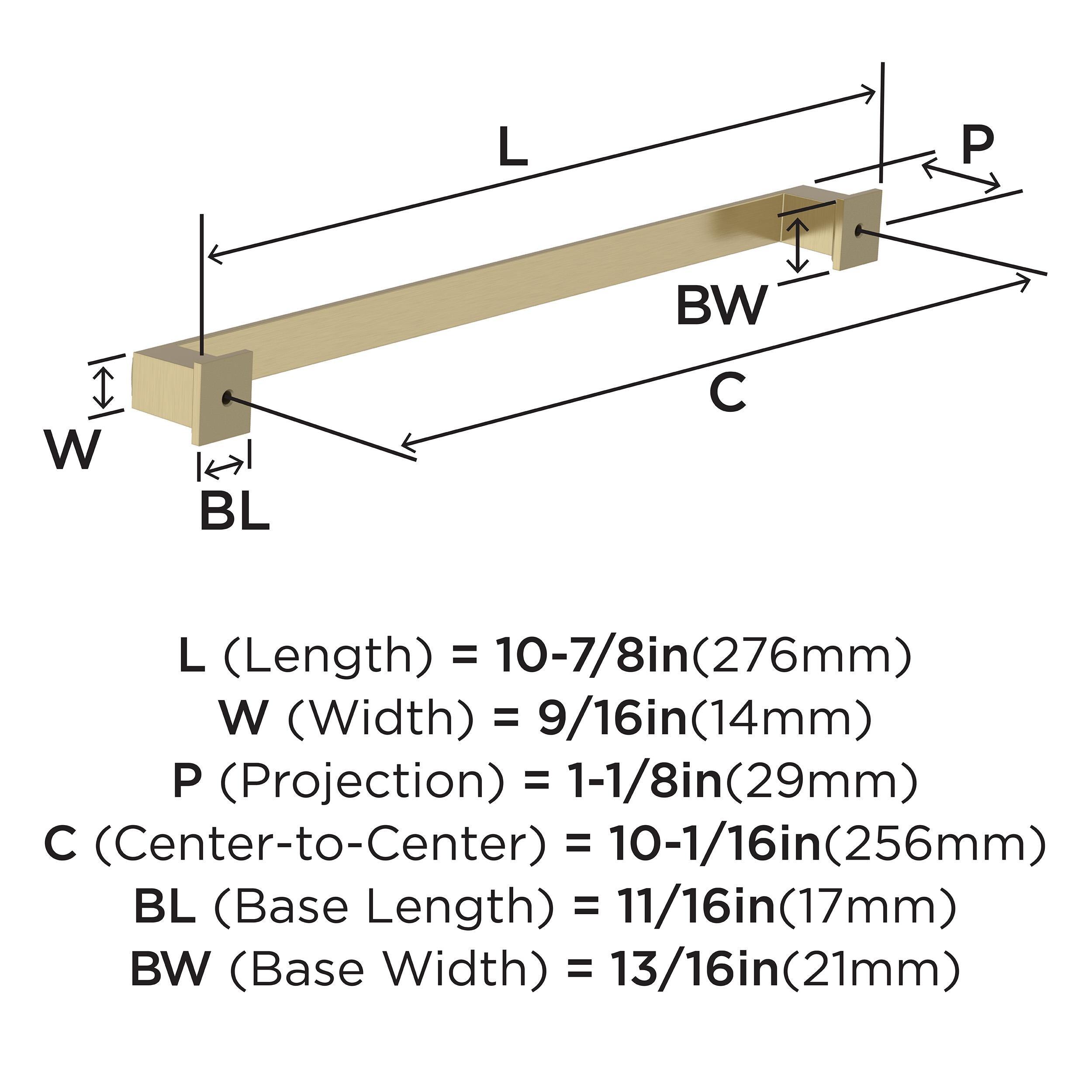 Amerock Appoint 10-1/16 inch (256mm) Center-to-Center Golden Champagne Cabinet Pull