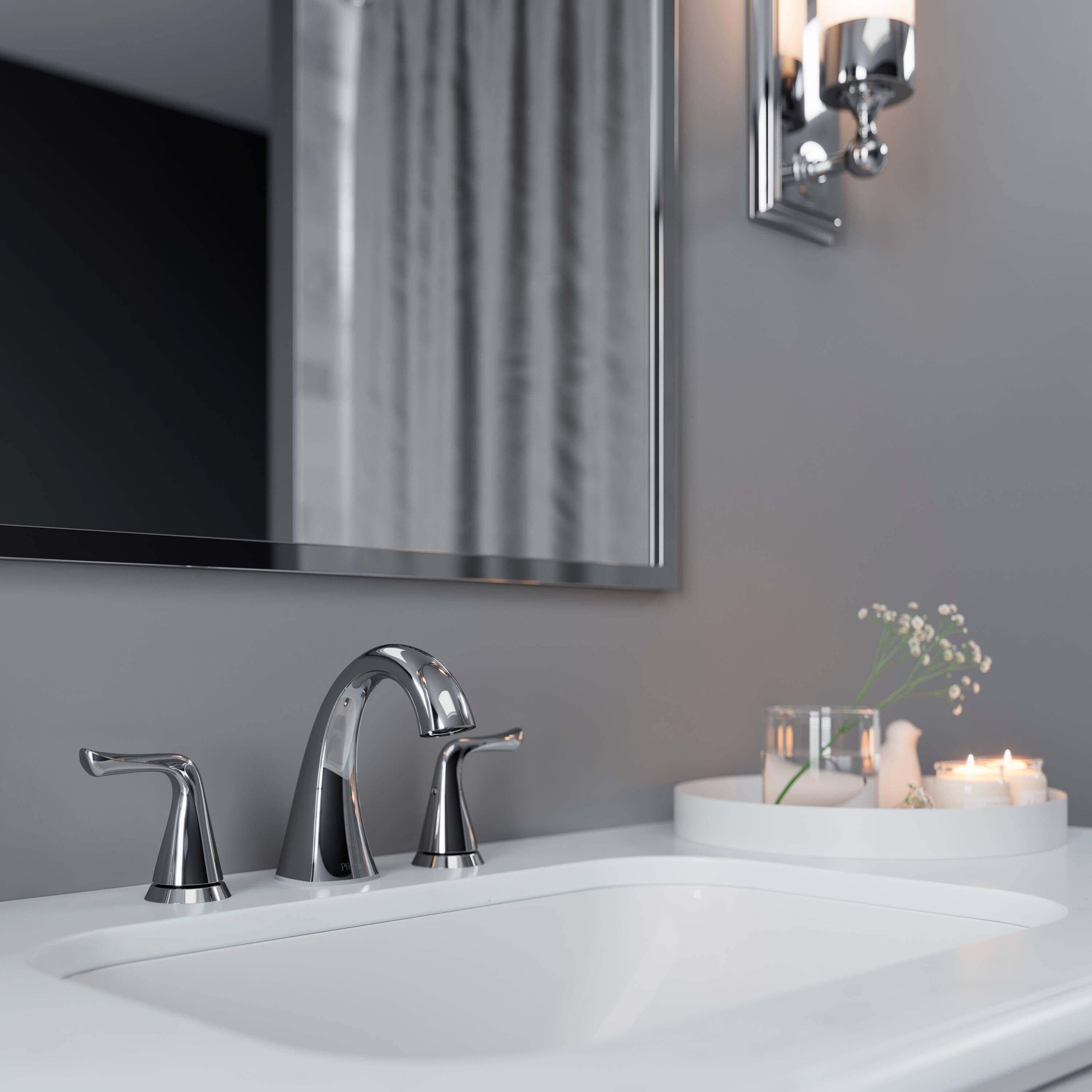 Pfister Willa Bathroom Sink Faucet, 8-Inch Widespread, 2-Handle, 3-Hole, NSF Certified, Polished Chrome Finish, LF049MALCC