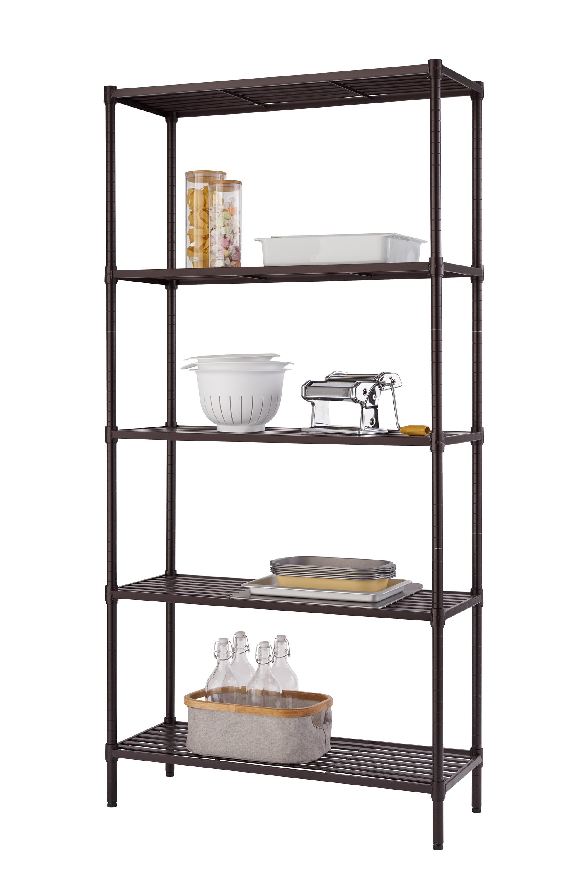 TRINITY Dark Bronze 5-Tier Steel Slat Shelving Unit (36 in. W x 72 in. H x 14 in. D)