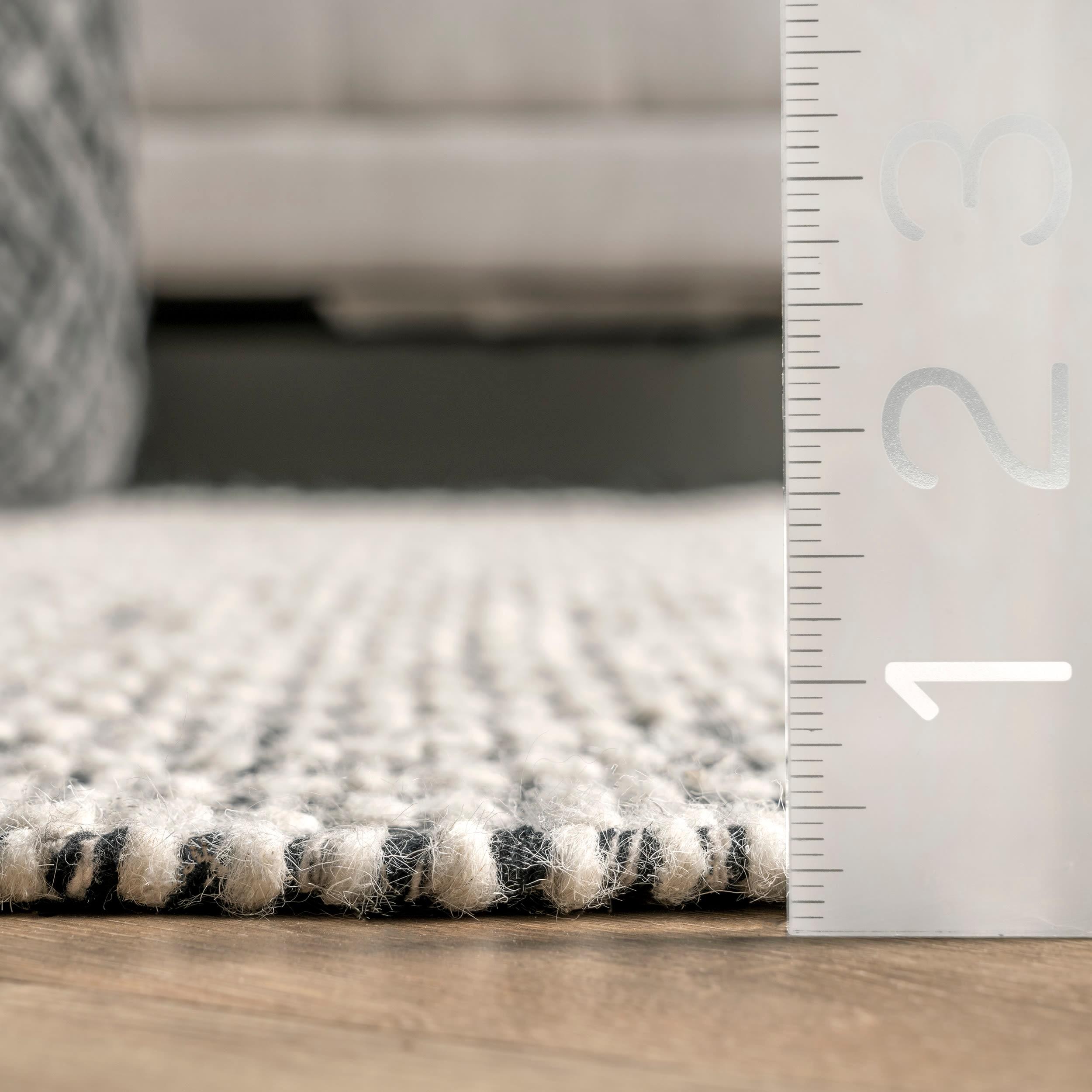 nuLOOM 3'x5' Flora Handmade Textured Diamonds Wool Area Rug Gray/Ivory: Geometric Flat Pile, Indoor Use