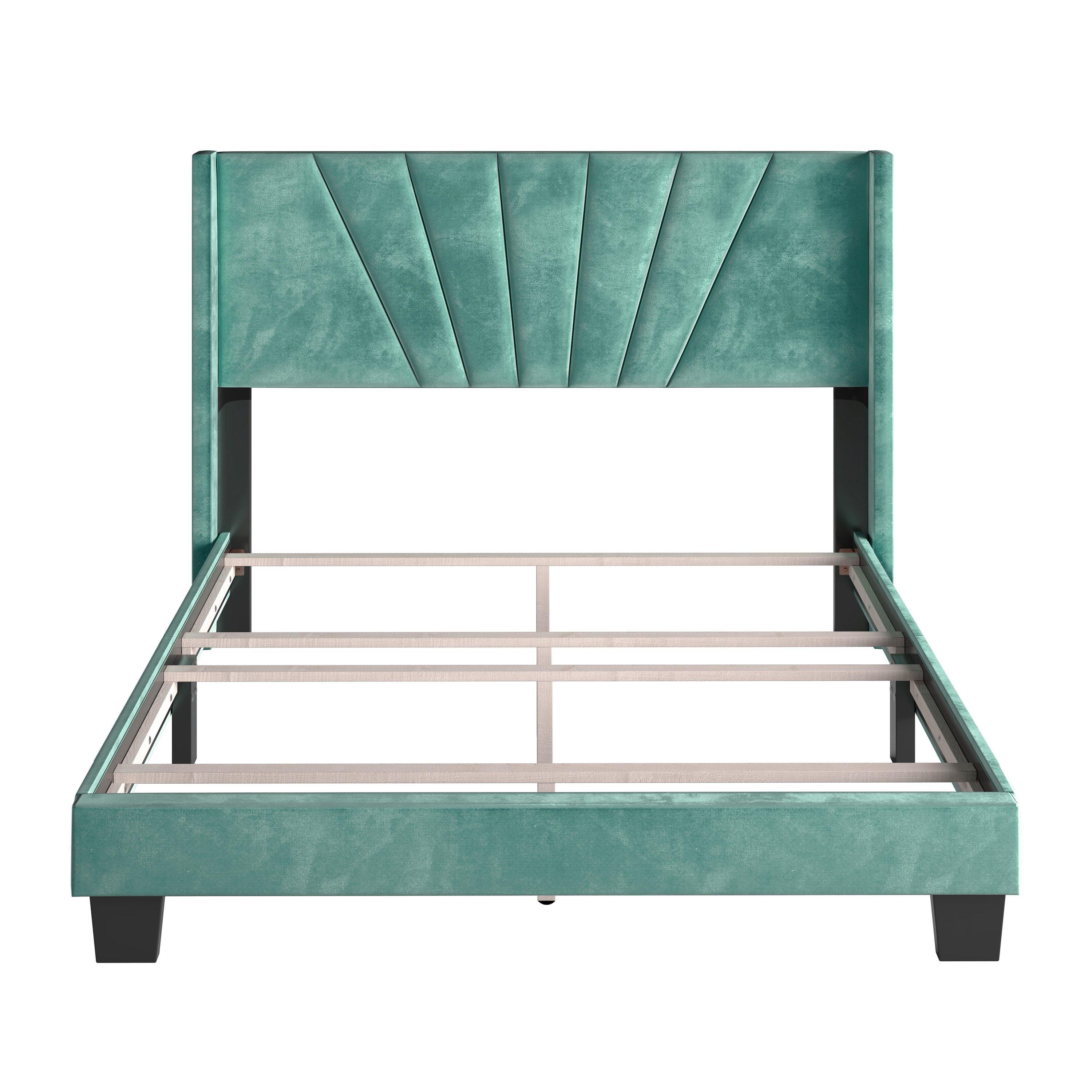 Boyd Sleep Valencia Velvet Upholstered Platform Bed Frame with Adjustable Height Headboard , Requires Box Spring-Boyd Sleep