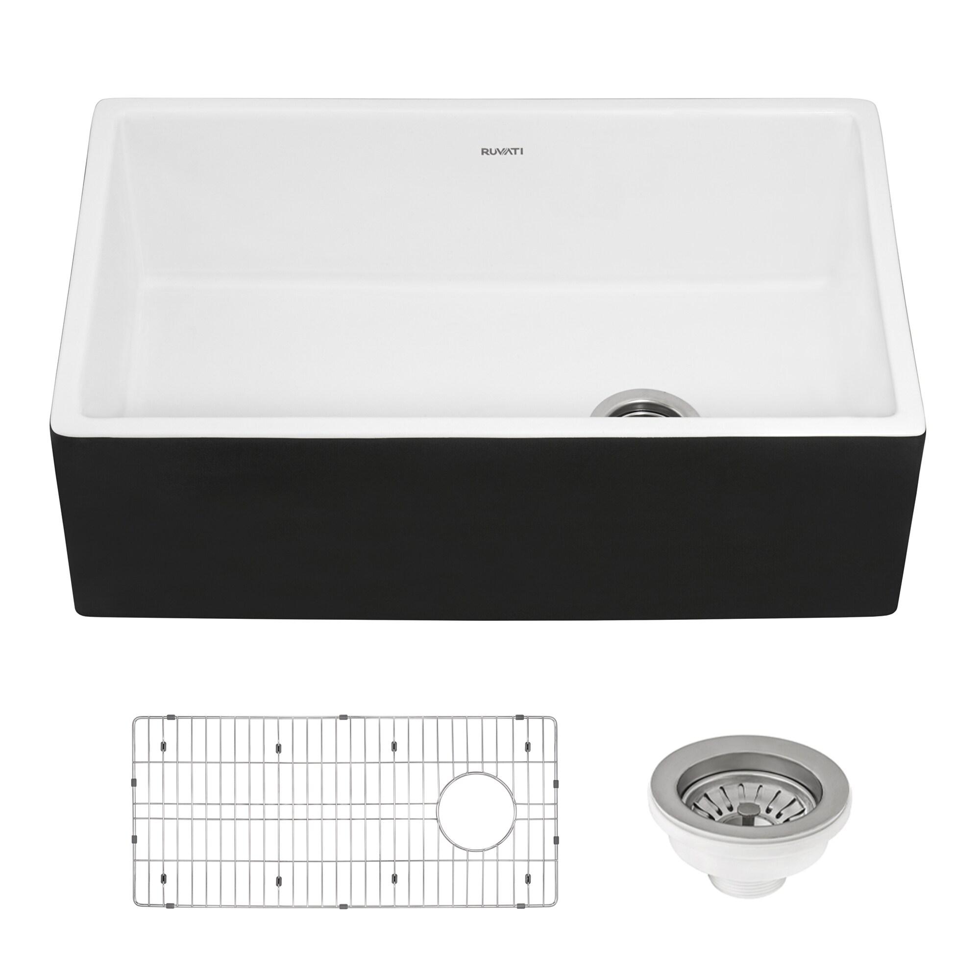 Ruvati Ruvati 30-inch Fireclay Modern Farmhouse Kitchen Sink Single Bowl RVL4018RBW