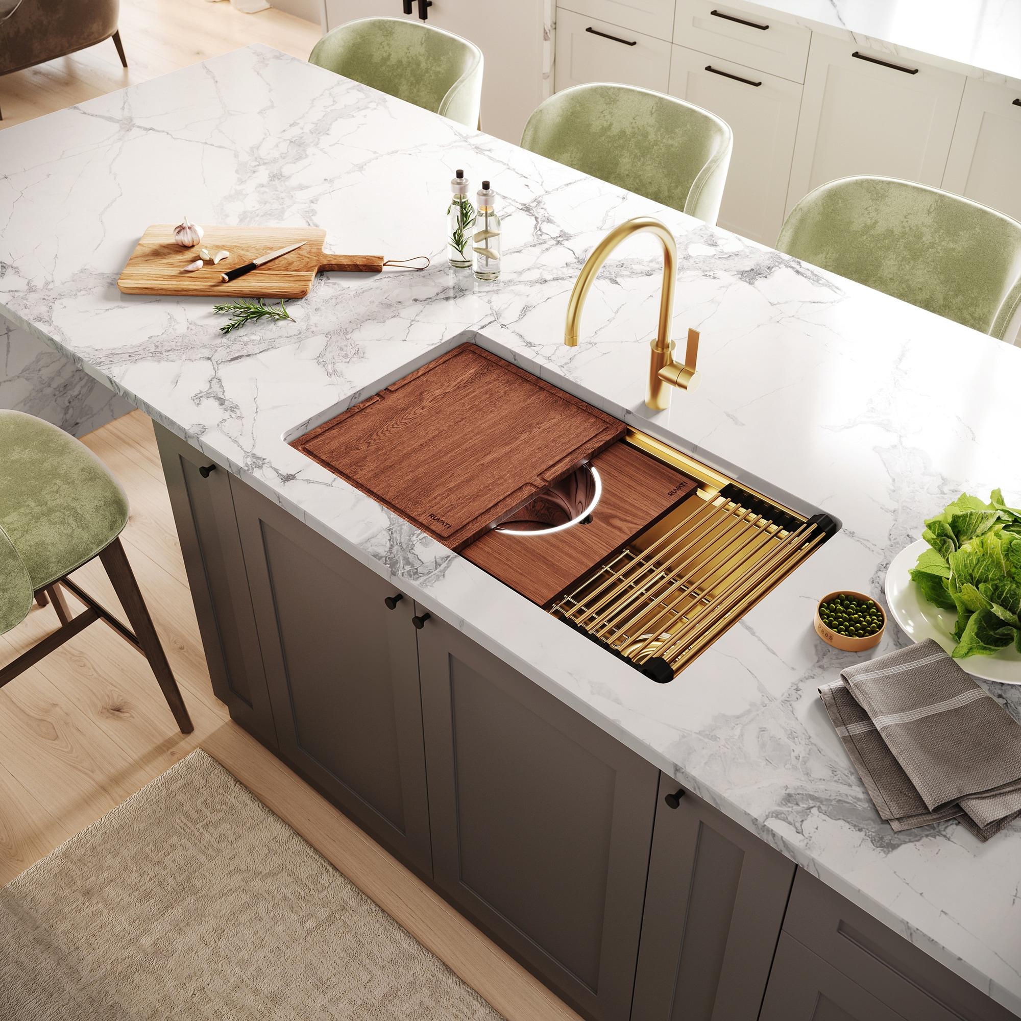 Ruvati 20 x 14 inch Semi-Recessed Drop-in Topmount Rectangular Bathroom Sink