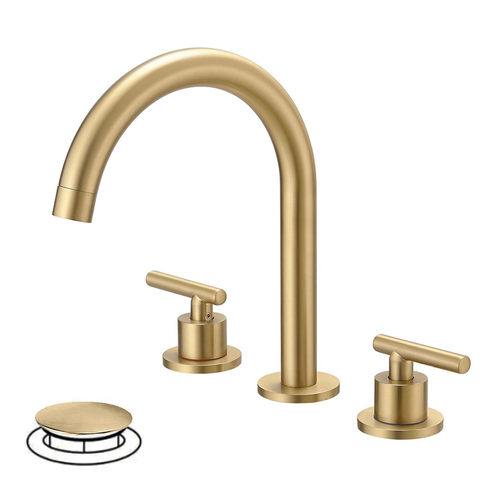 VIBRANTBATH 16441-BG Widespread Bathroom Faucet 3 Hole, 2-handle Bathroom Sink Faucet with Drain Assembly