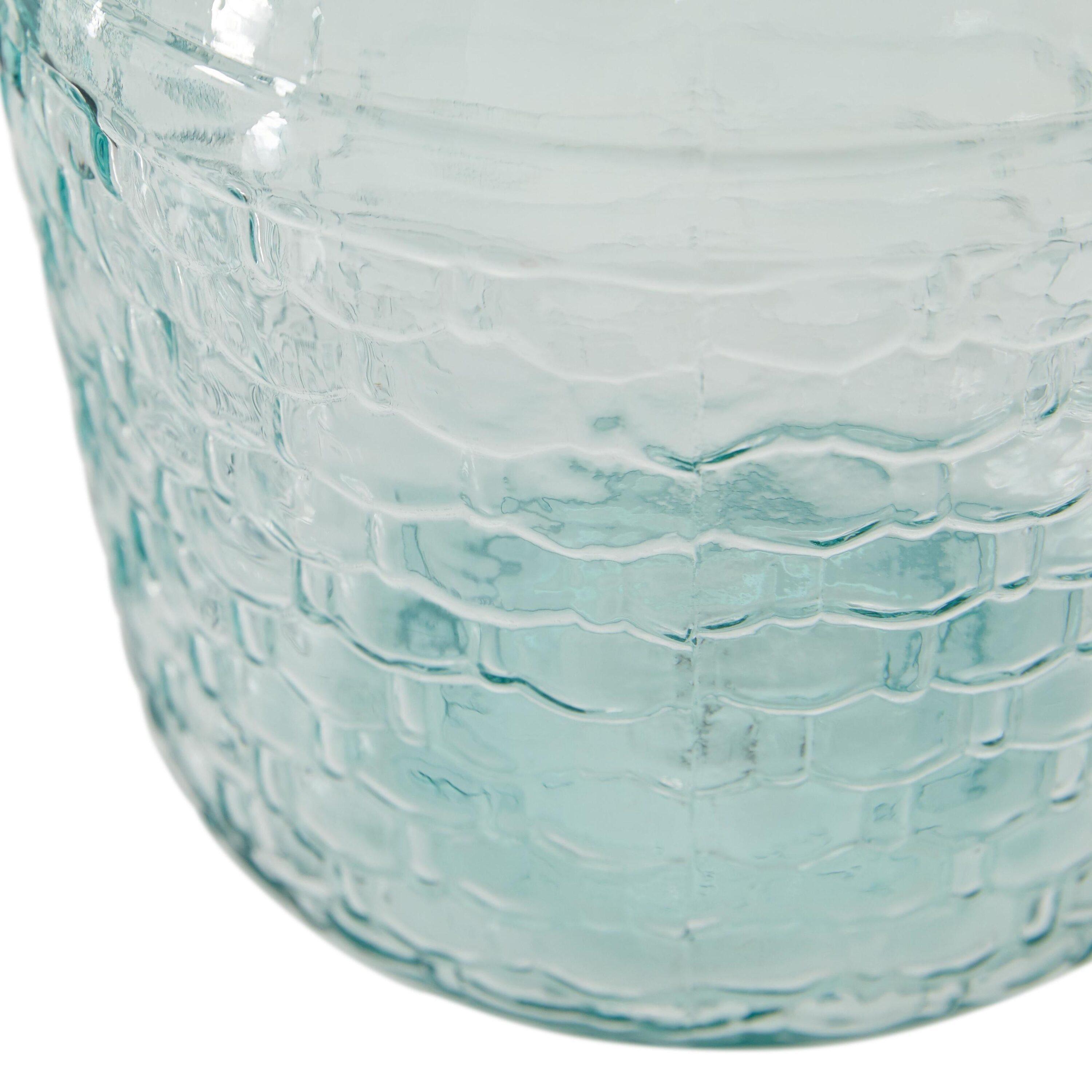 DecMode 12" Spanish Recycled Glass Vase with Bubble Texture