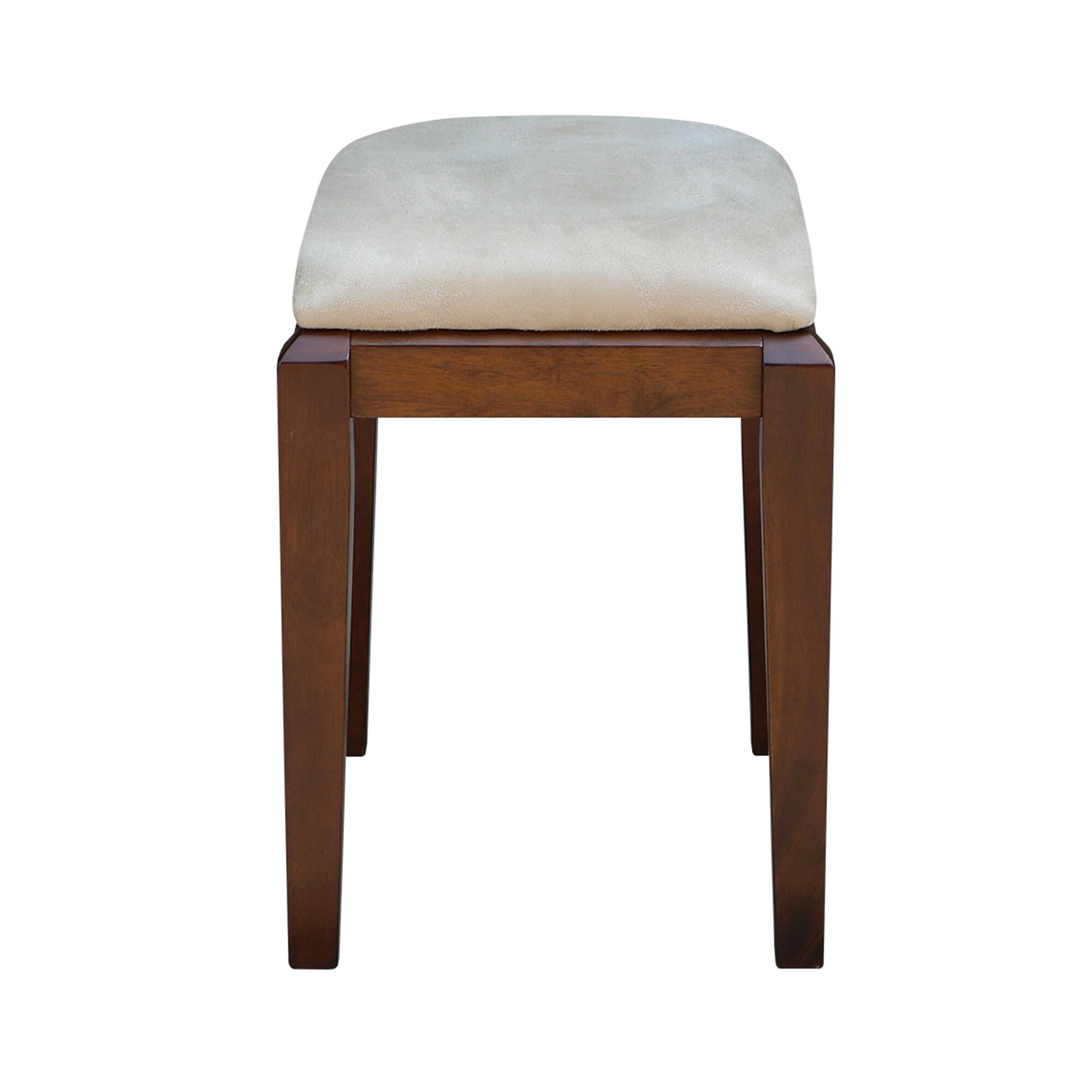 Solid Wood Vanity Bench Brown - International Concepts: Upholstered, Parawood Makeup Seat