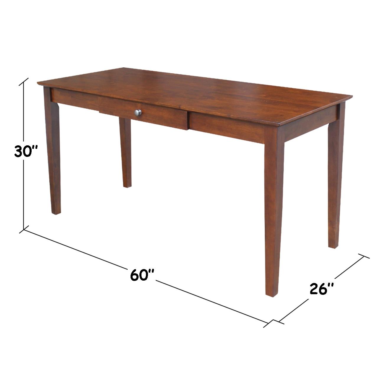 International Concepts 60" Writing Desk Espresso: Mid-Century Modern, Hardwood Frame, Spot Clean, Drawer Storage