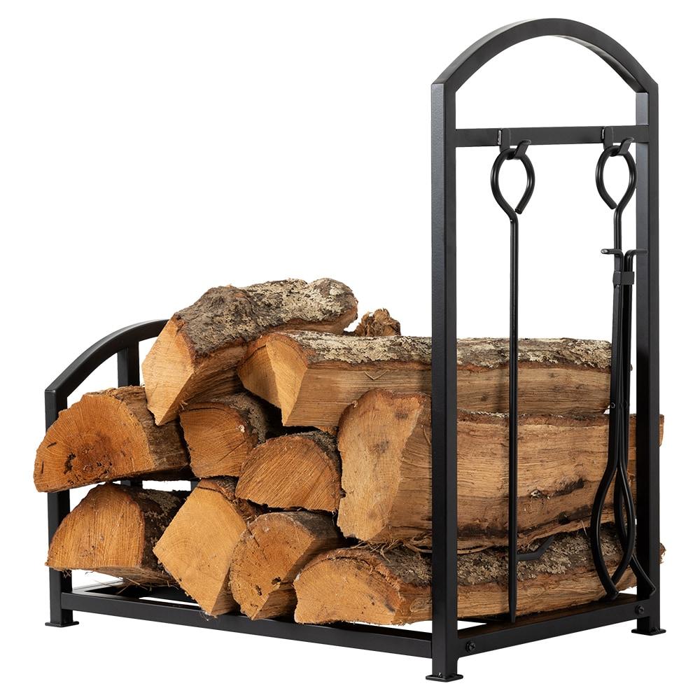 Country Living Bishop Creek 24 Inch Metal Indoor Firewood Log Holder with Log Poker and Tongs