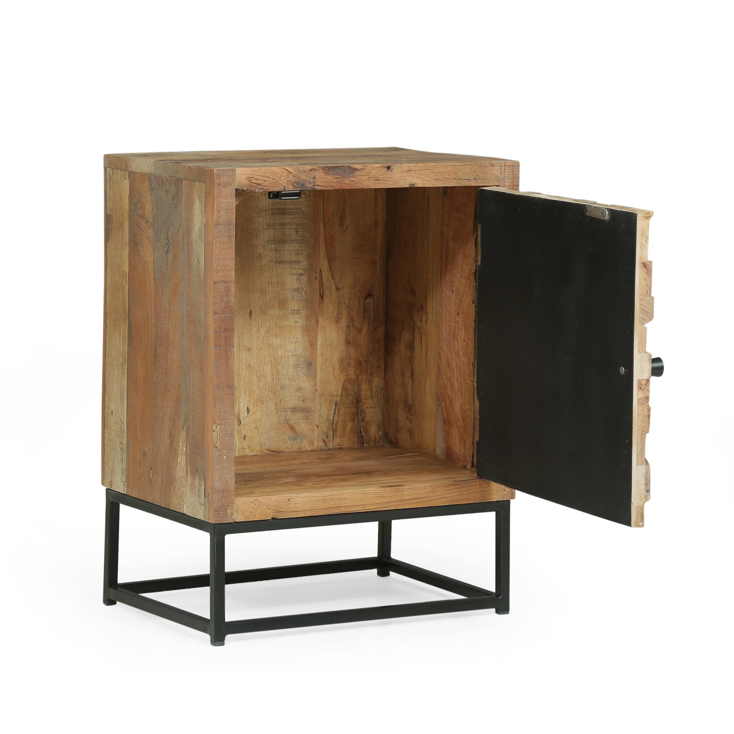 GDF Studio Temur Boho Wooden Night Stand, Natural