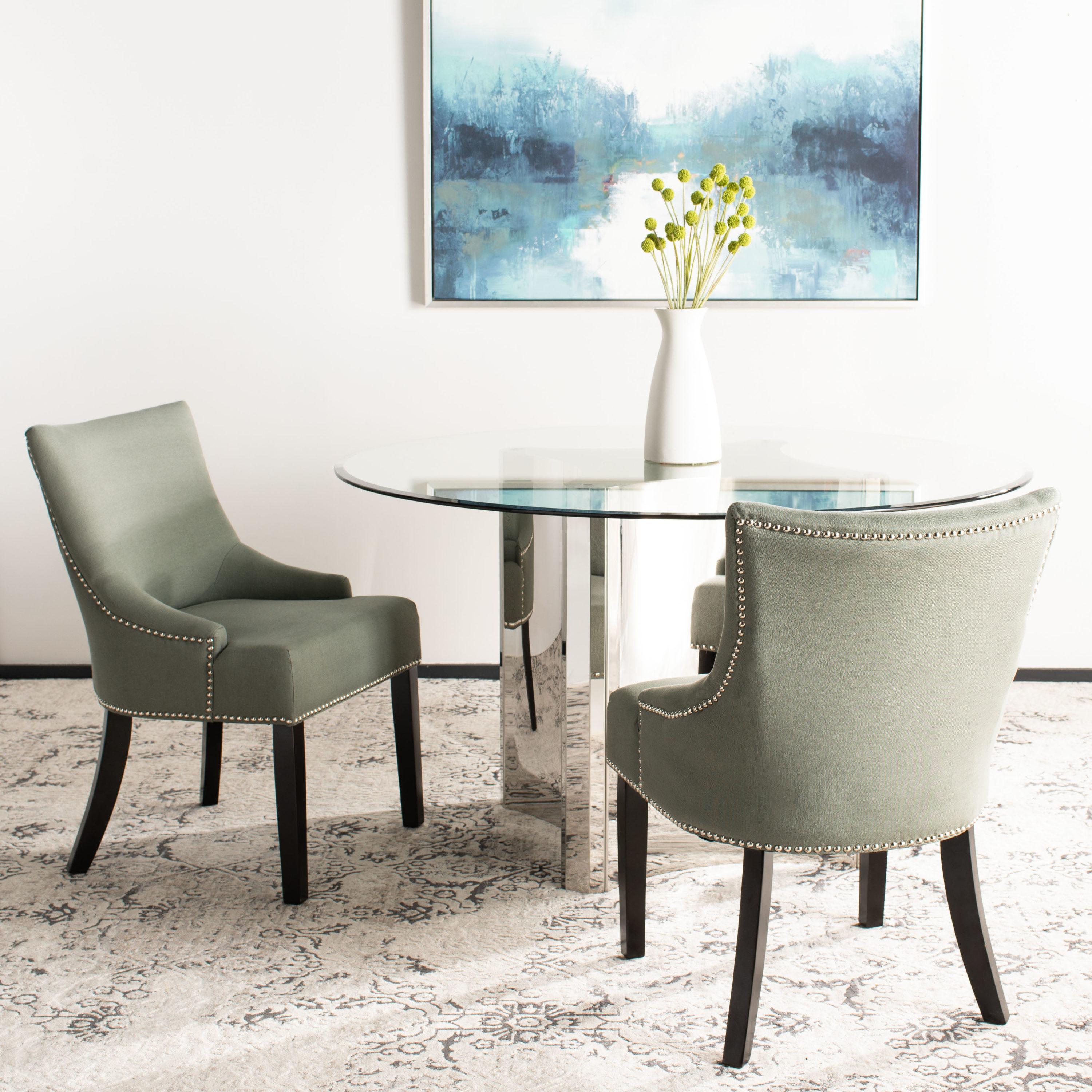 Lotus Sea Mist Linen Upholstered Parsons Side Chair