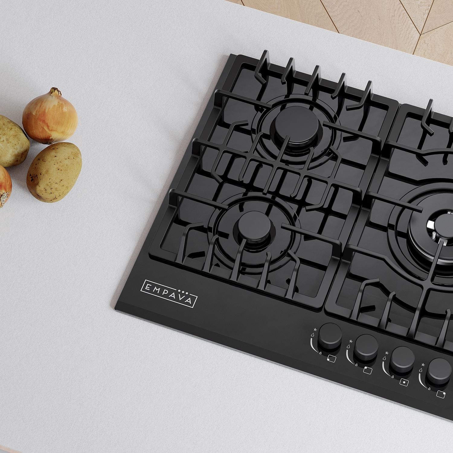 Empava 36" Black 5 Burner Cooktop