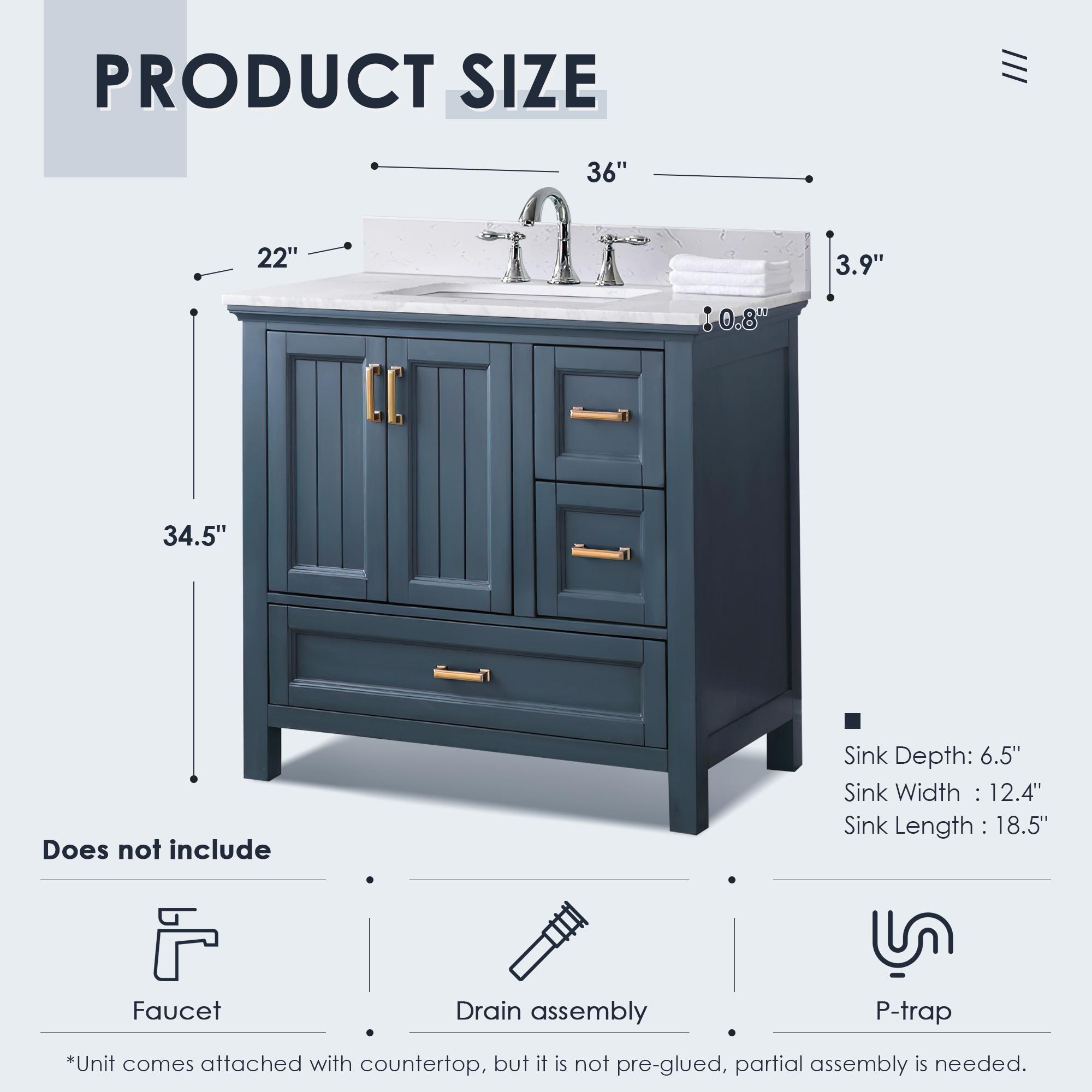 Isla 30" Marble Countertop Single Vanity w/o Mirror - Classic Blue