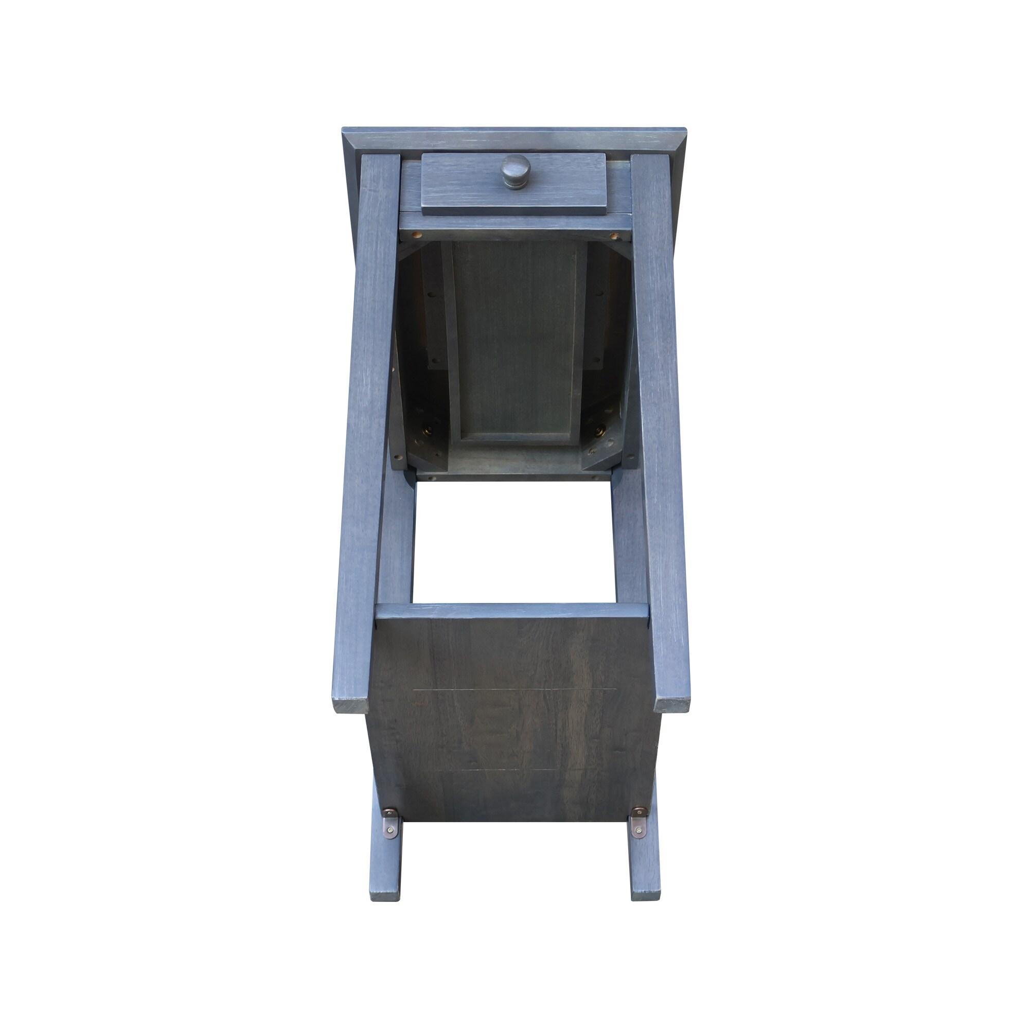 Narrow End Table Heather Gray - International Concepts: Mid-Century Modern Style, Hardwood, Drawer & Shelf