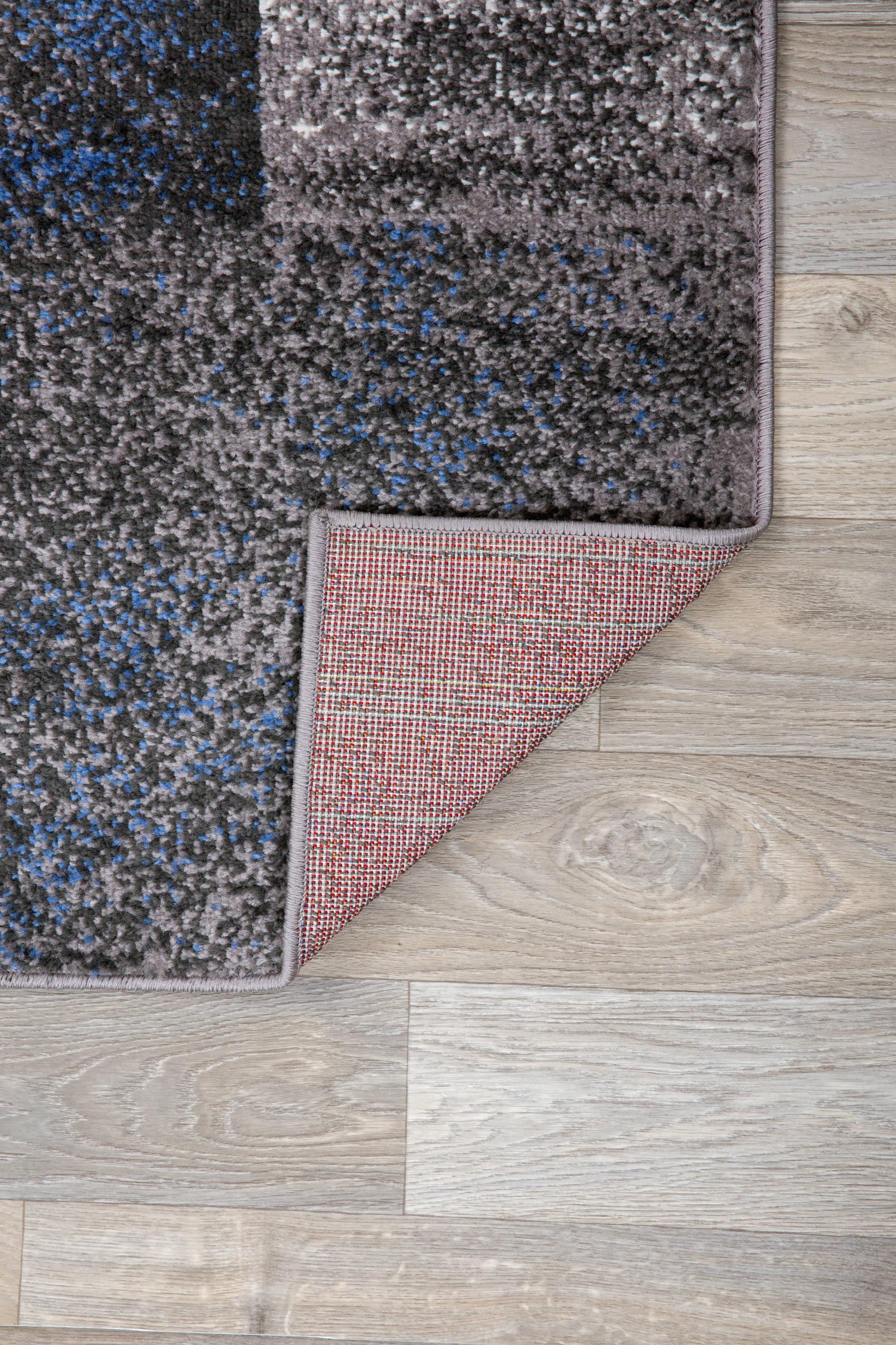World Rug Gallery Contemporary Modern Geometric Boxes Area Rug - Blue 7'10" x 10'