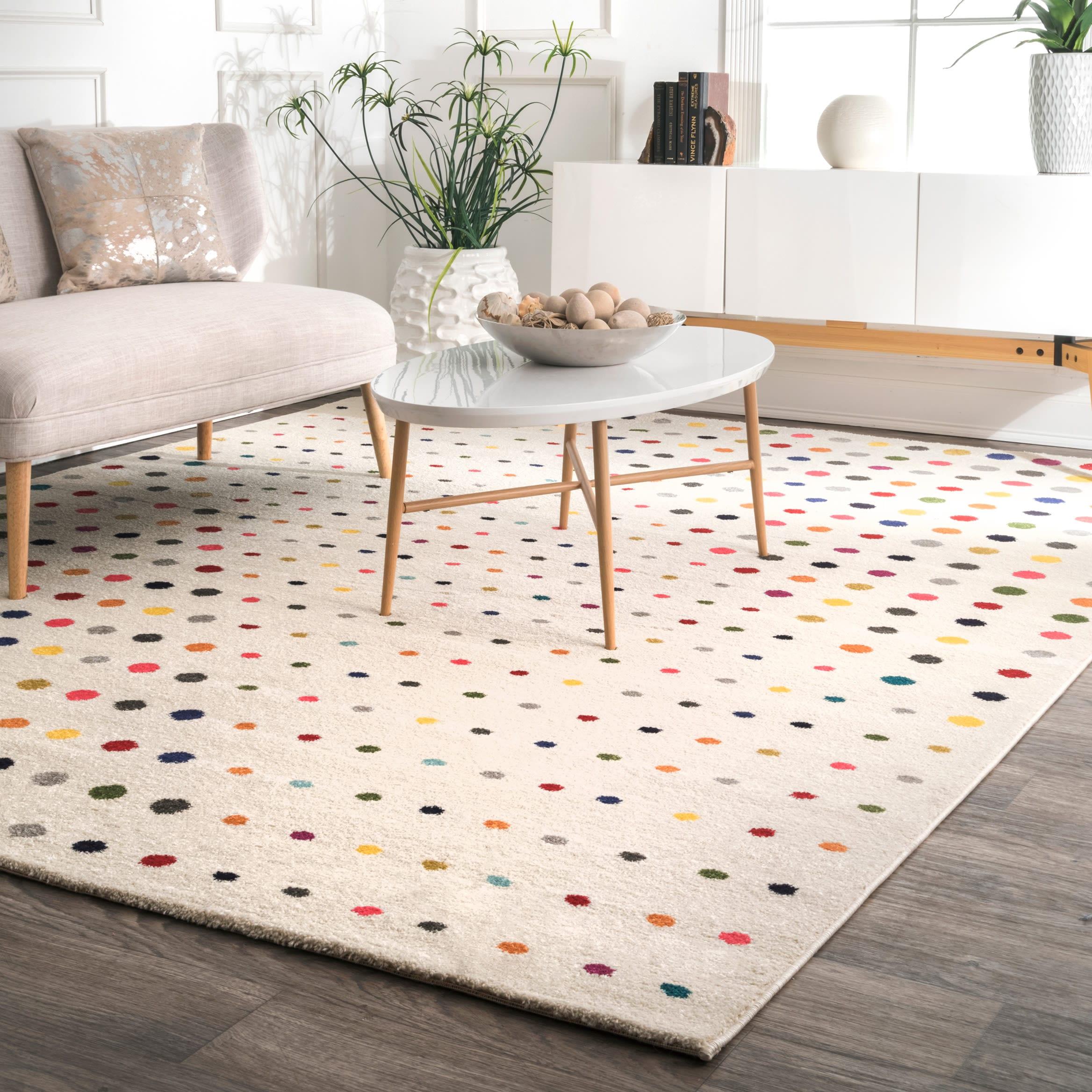 Nuloom Dorie Polka Dot 9x12 Indoor Area Rug for Living Room Bedroom Dining Room Kitchen, Multicolor/Ivory