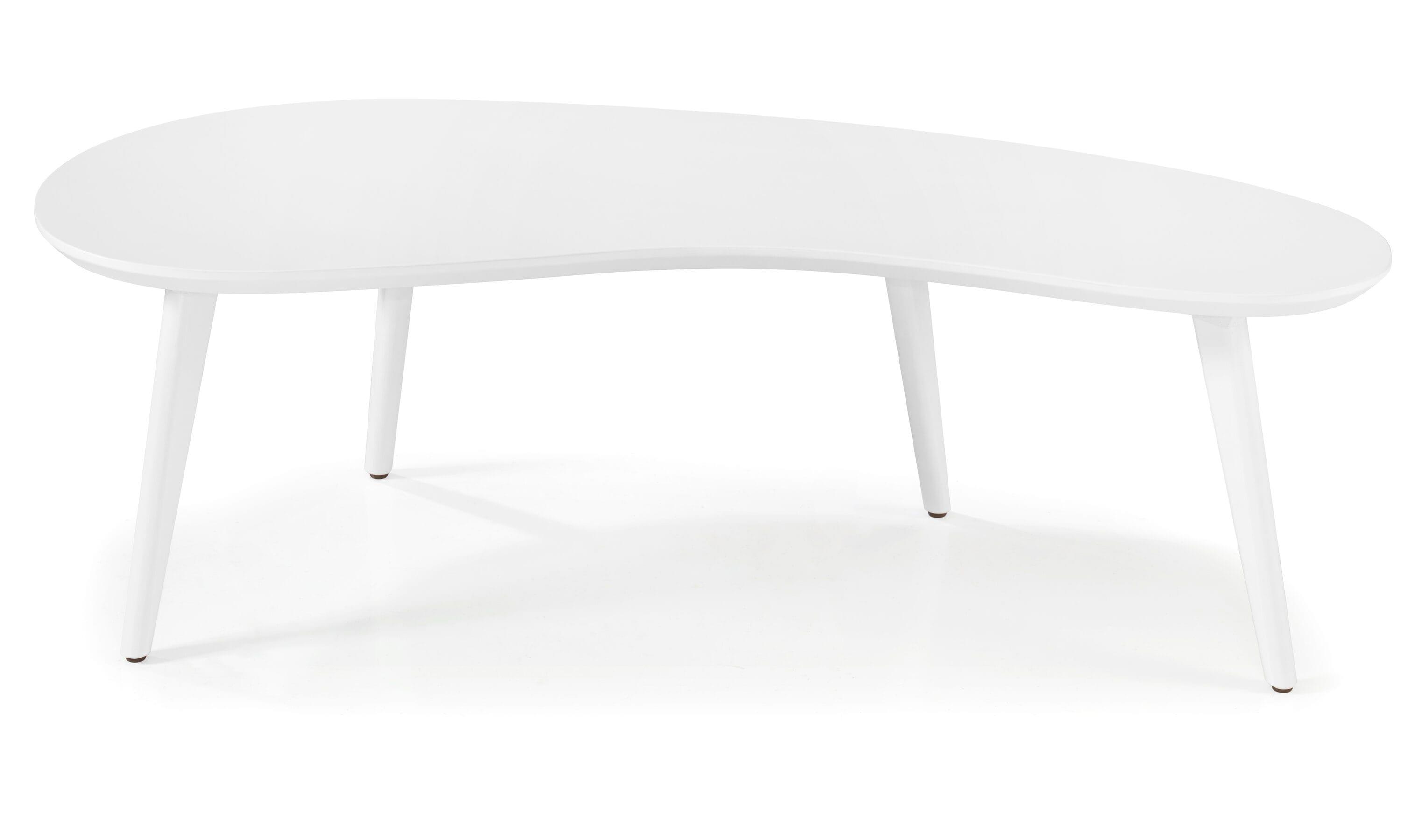 Camaflexi Mid Century Modern Coffee Table Small Tabletop Wood Coffee Desk, White
