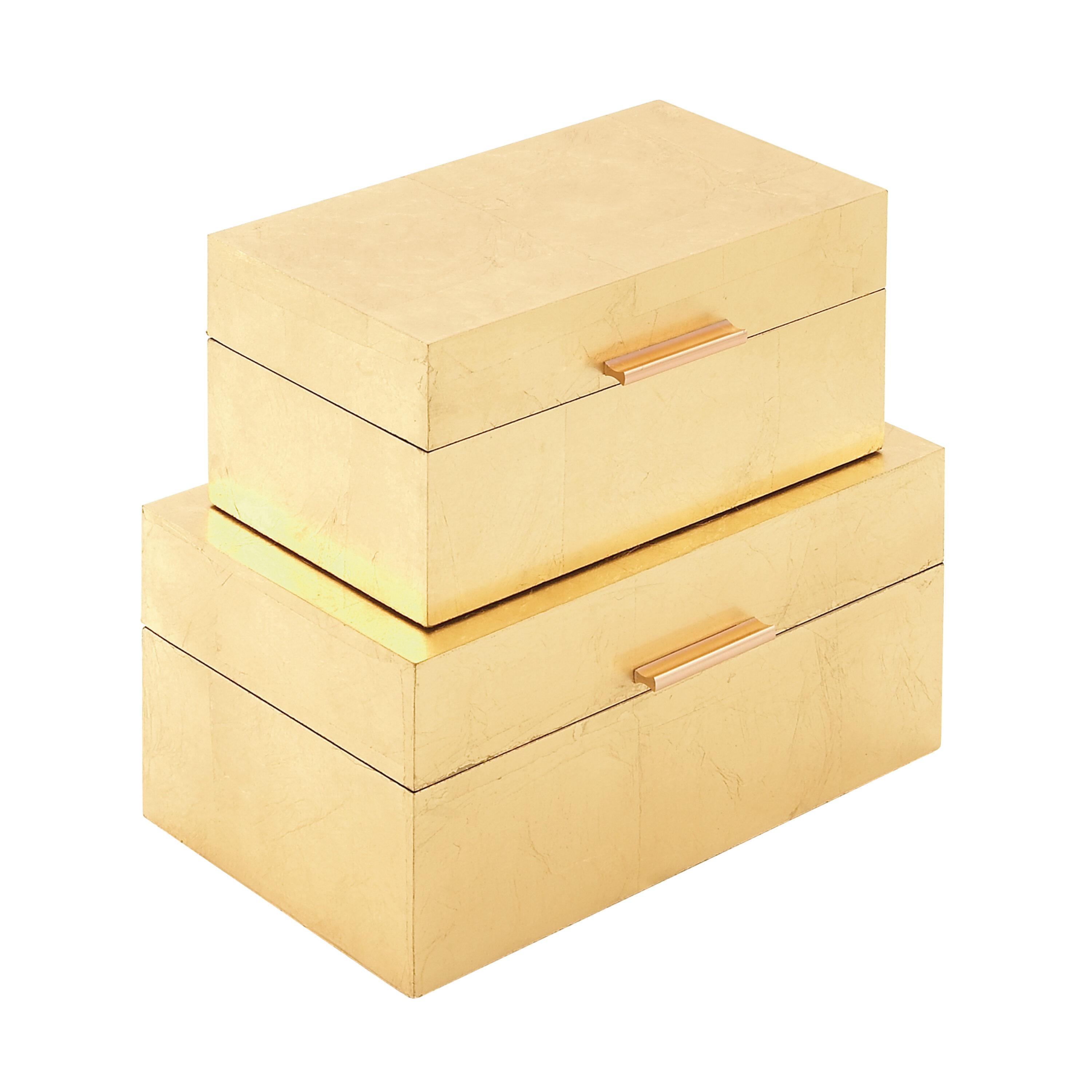 Wooden Decorative Box with Textured Foiled Exterior Set