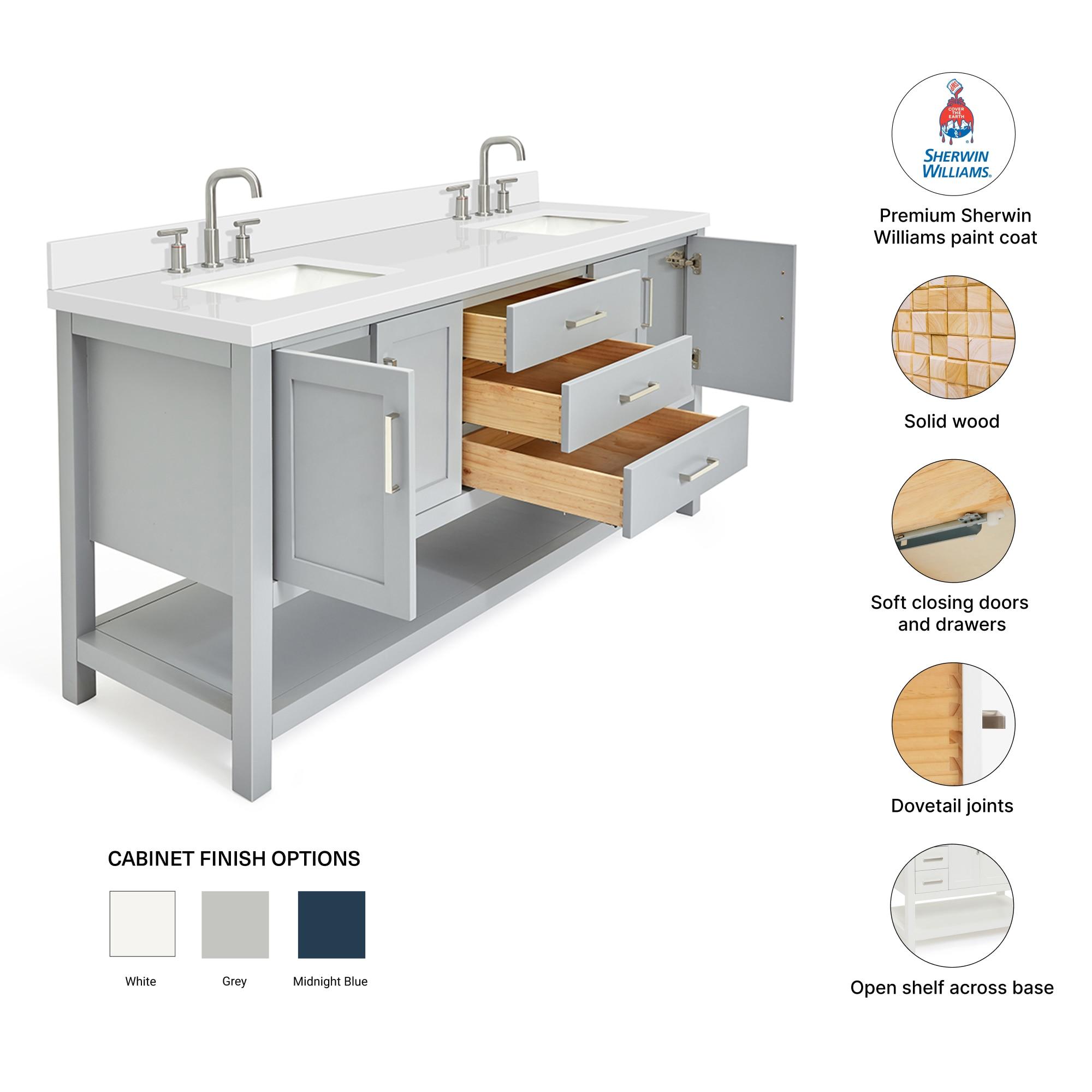 Ariel S073dwqrvo Magnolia 72" Free Standing Double Basin Vanity Set - Grey / Pure White