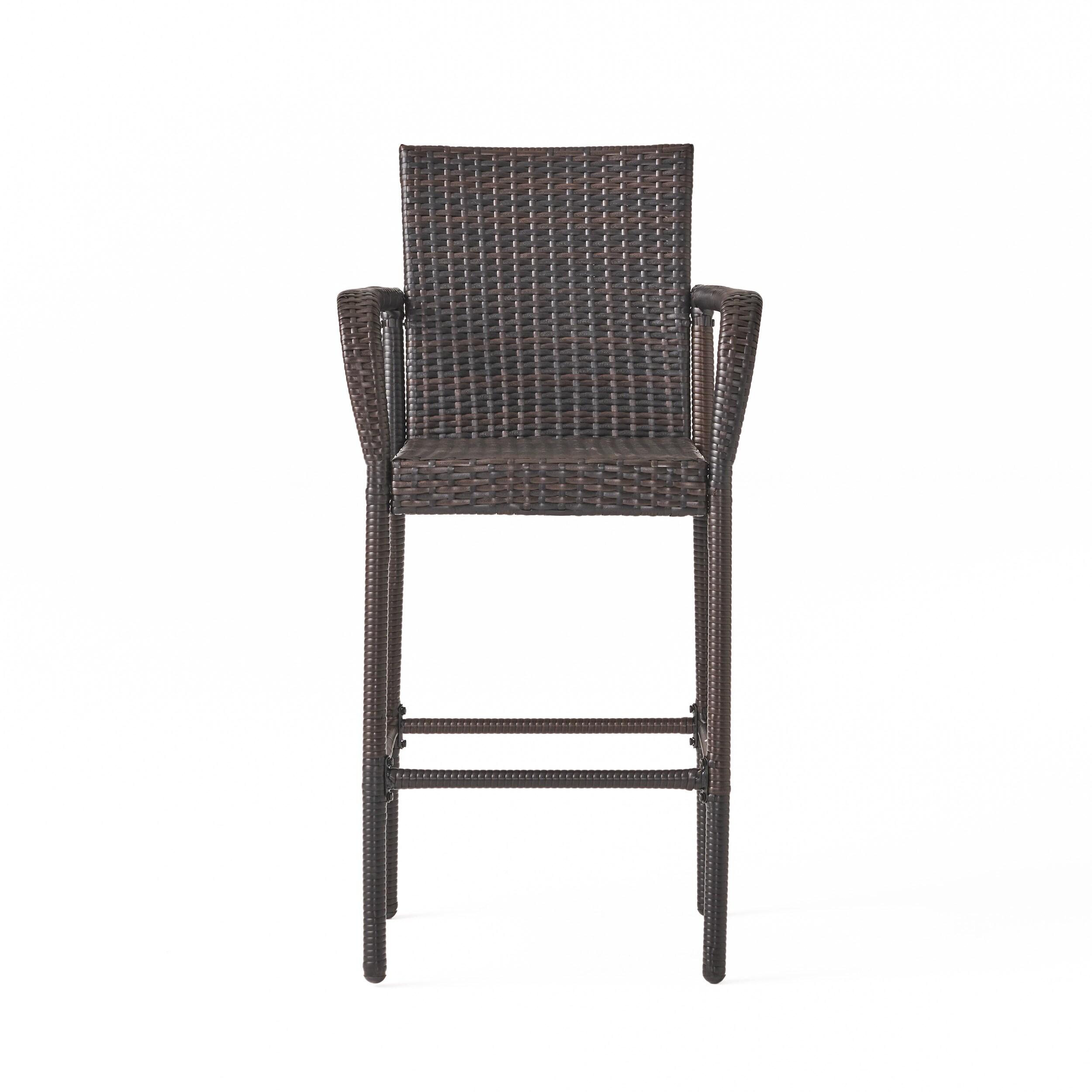 Delfina 4pk Wicker Barstool - Brown - Christopher Knight Home: UV & Weather-Resistant, Powder-Coated Frame
