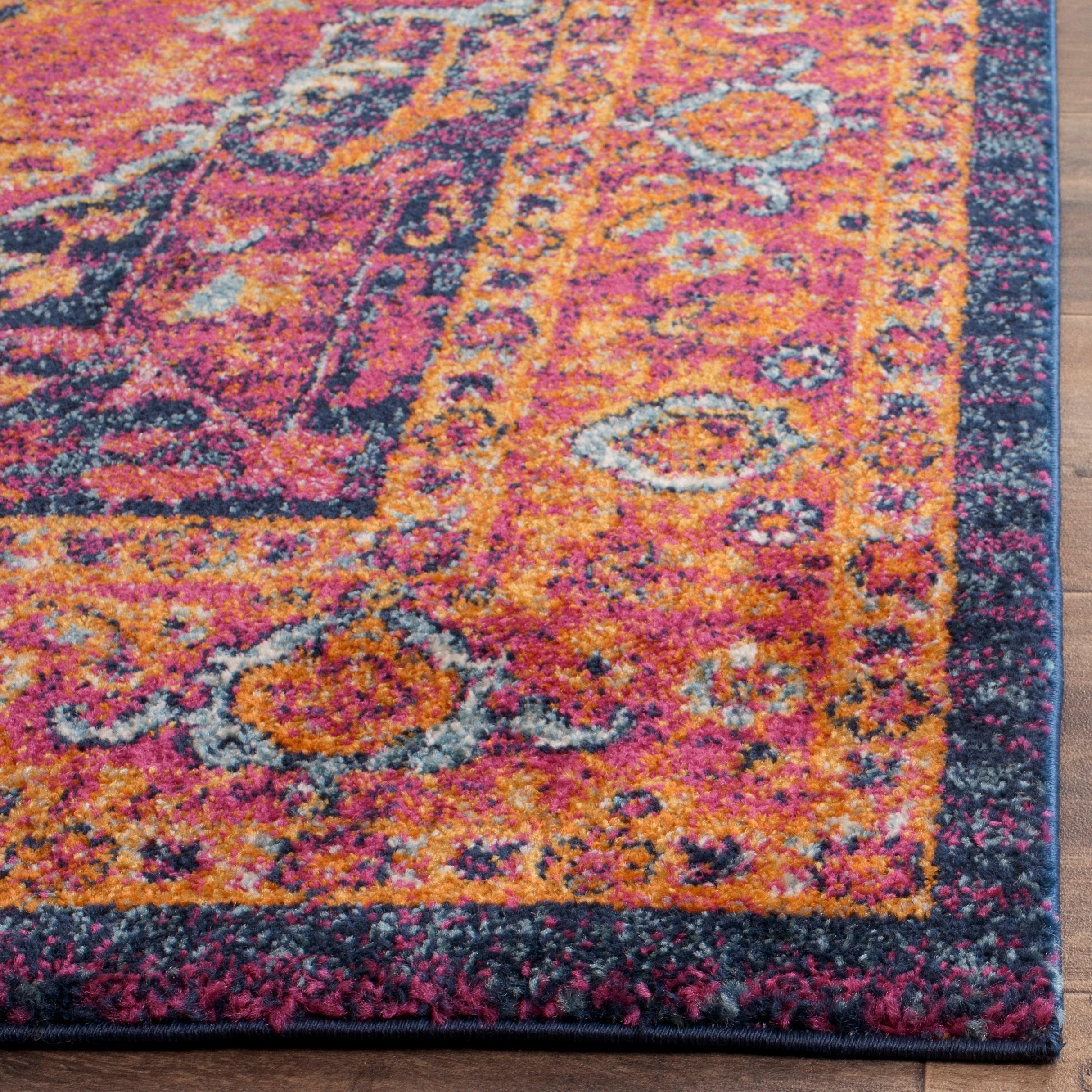 SAFAVIEH Evoke Westley Traditional Floral Area Rug, Fuchsia/Orange, 6'7" x 9'