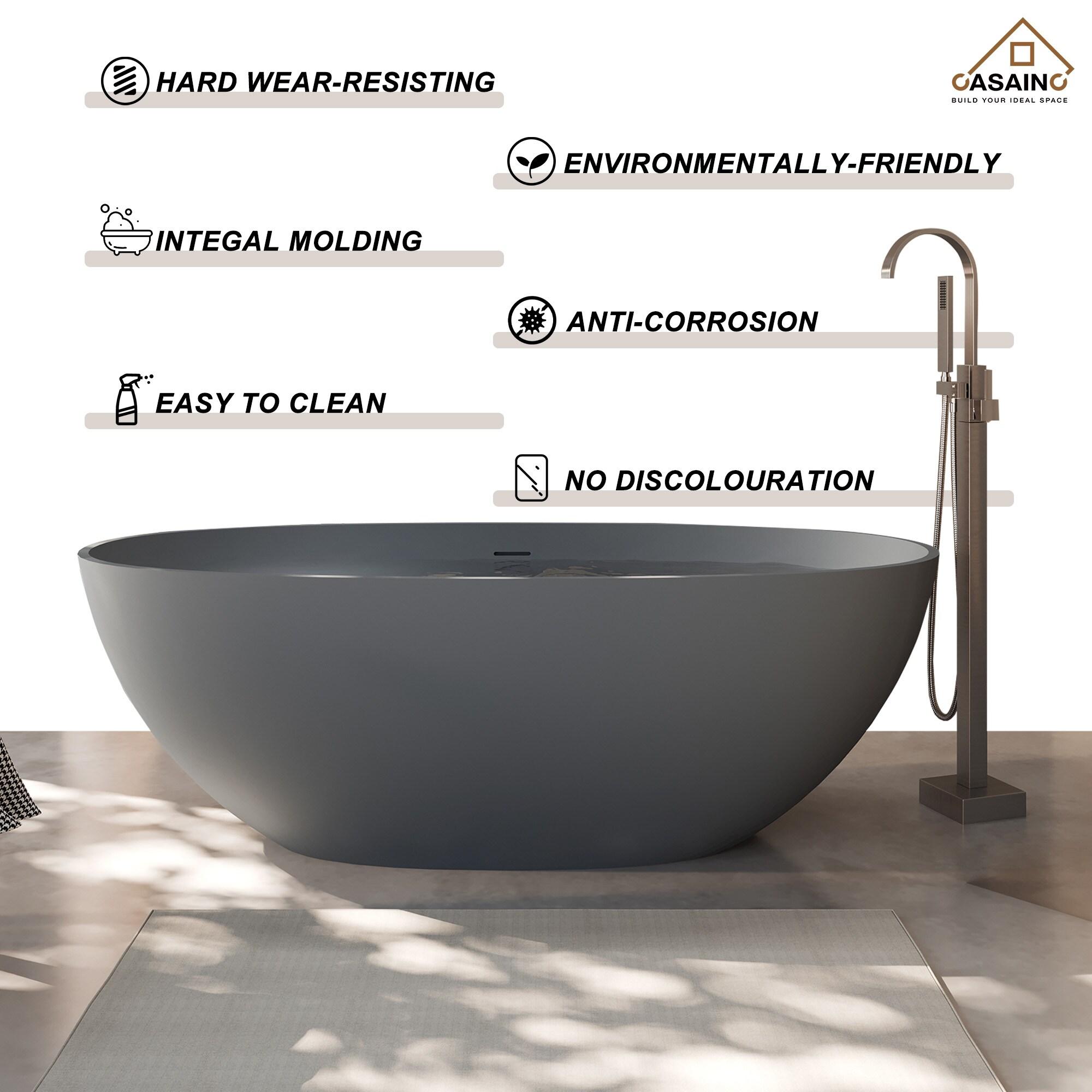 67'' x 33.5'' Freestanding Soaking Solid Surface Bathtub