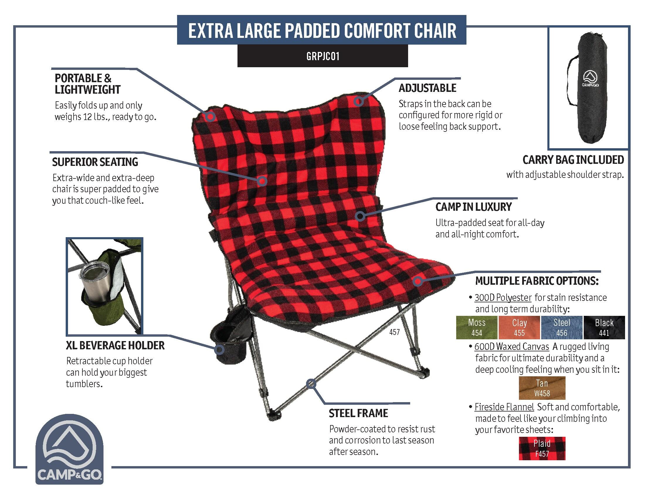 Camp & Go Portable Camping Chair with Retractable Cup Holder, Multicolor Stiped