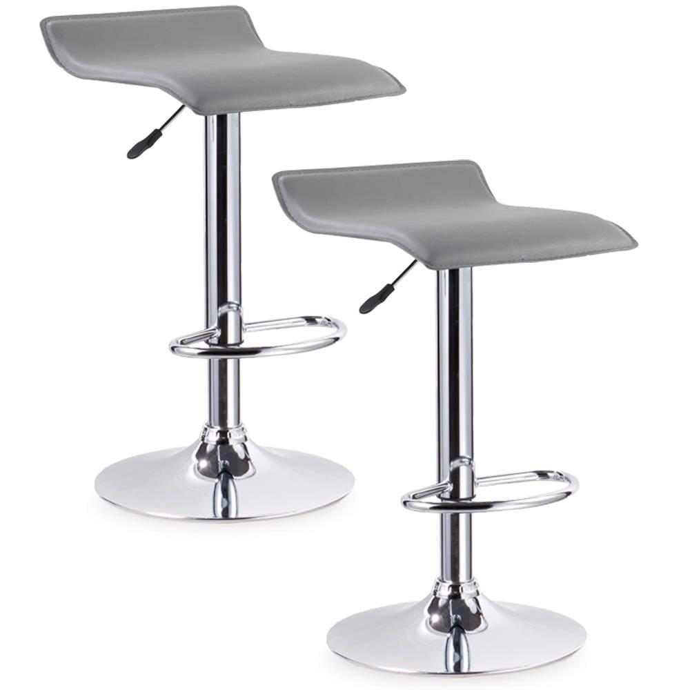 Leick Home 10042GR Adjustable Swivel Stool with Chrome Base, Set of 2, Gray