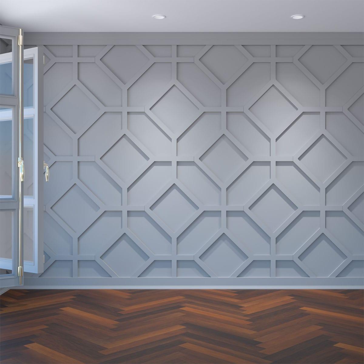 Ekena Millwork Large Cameron Decorative Fretwork Wall Panels in Unfinished Architectural Grade PVC