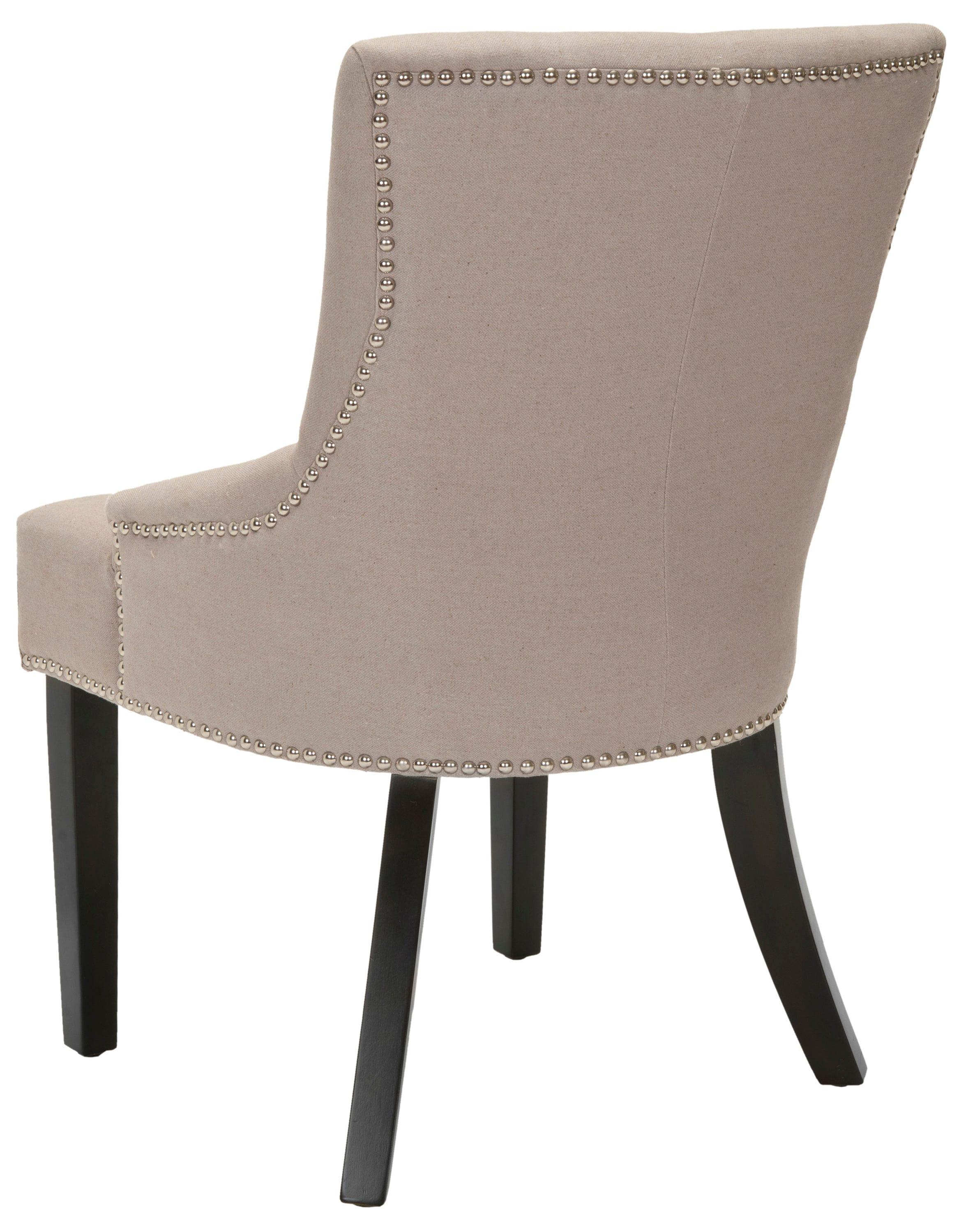 SAFAVIEH Lotus 19''H KD Side Chair Set of 2 Silver Nail Head Taupe / Espresso