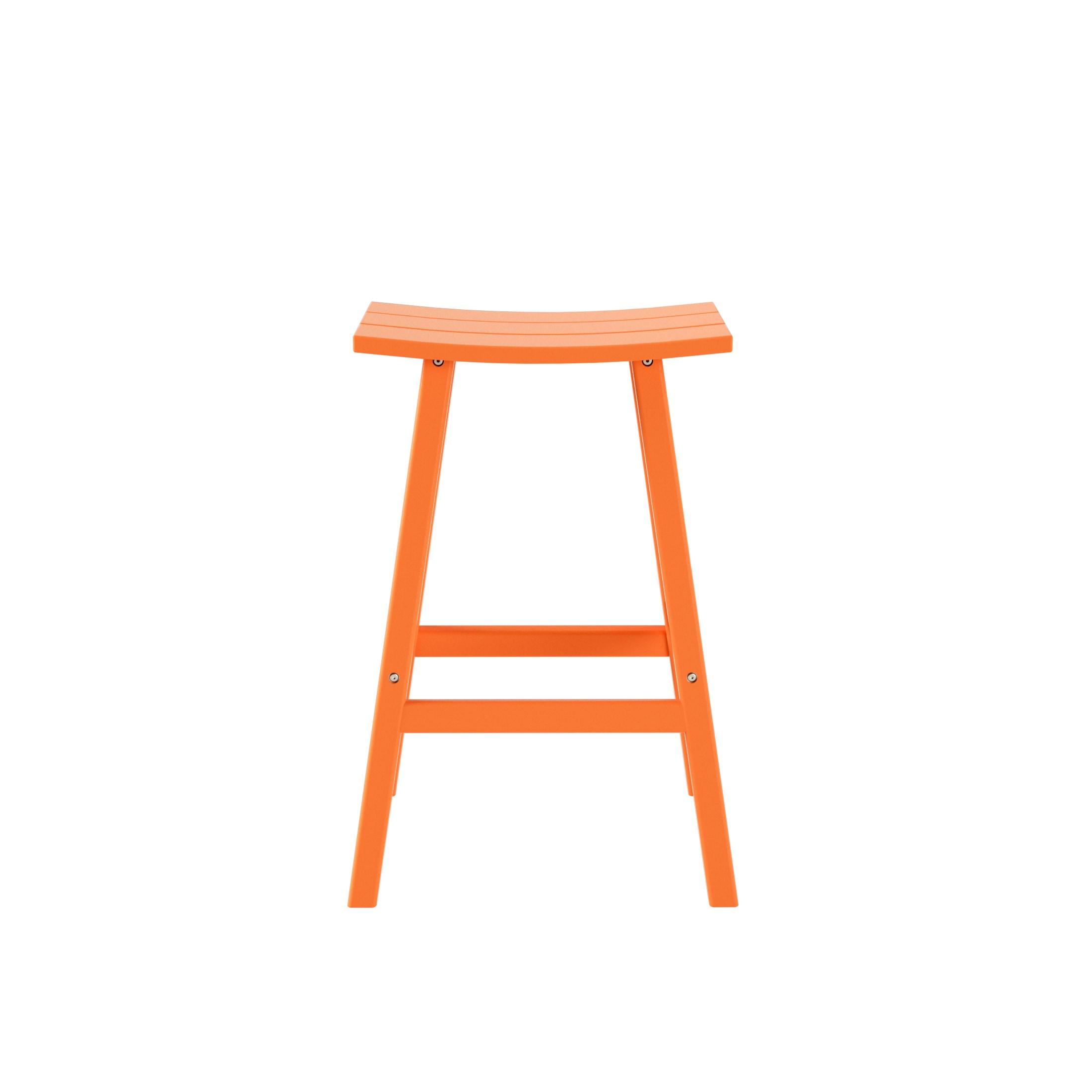 Franklin Orange 29 in. Poly HDPE Fade Resistant Outdoor Patio Saddle Seat Pub Height Bar Stool