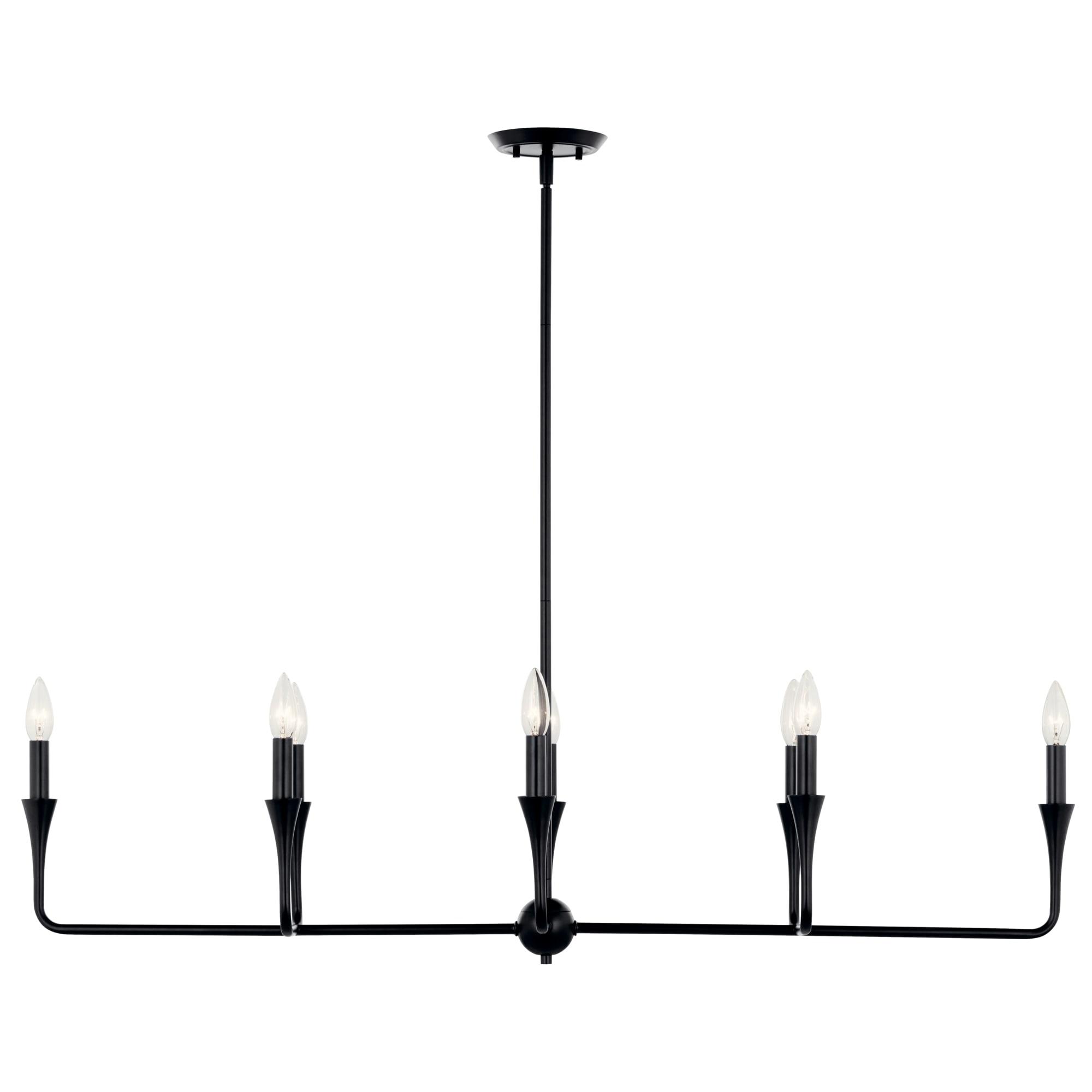 KICHLER Alvaro 8-Light Linear Chandelier, Soft Modern Light in Black, for Dining Room or Kitchen (24.25" x 11.5" x 45.5"), 52693BK