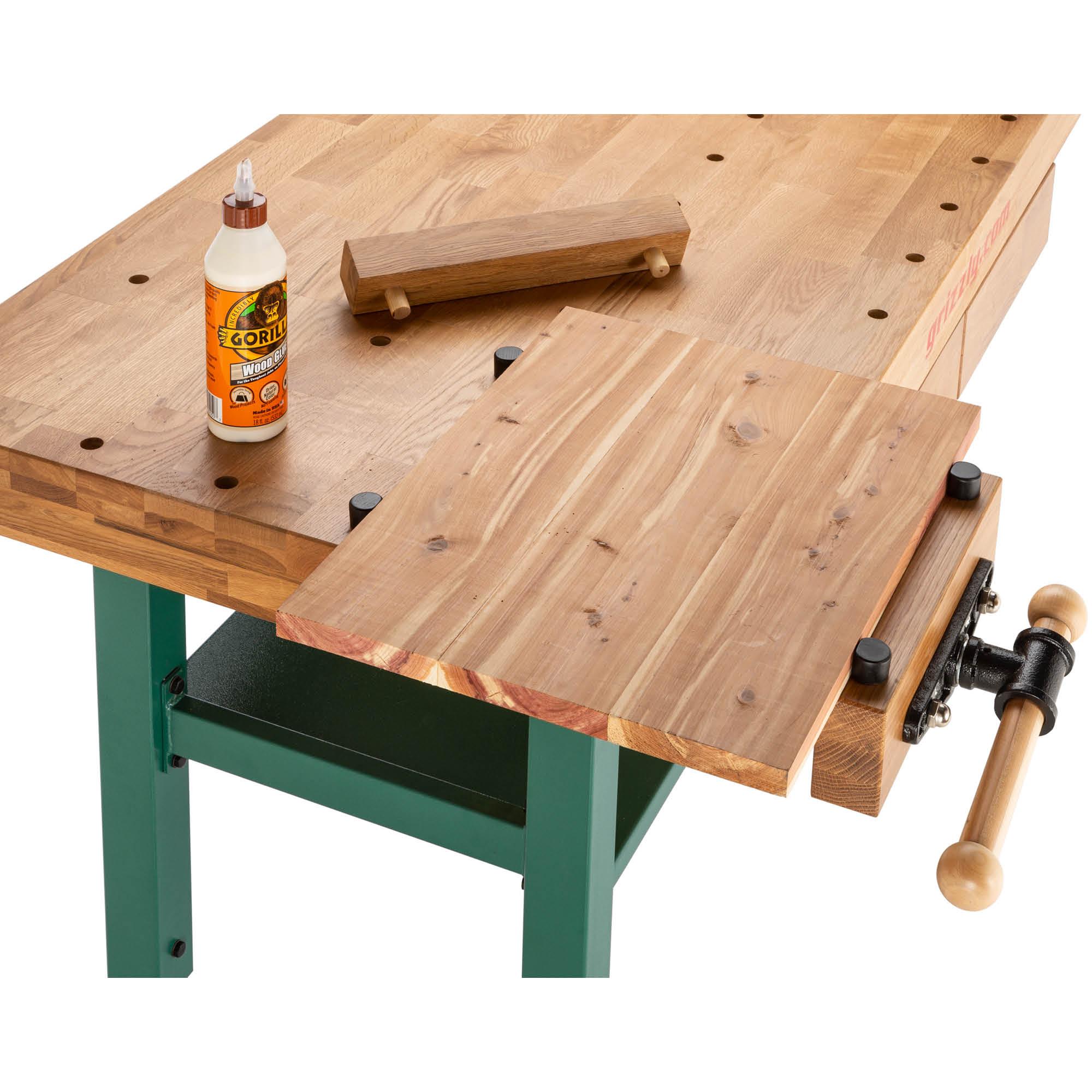 Grizzly T10157 Heavy-Duty Oak Workbench with Steel Legs