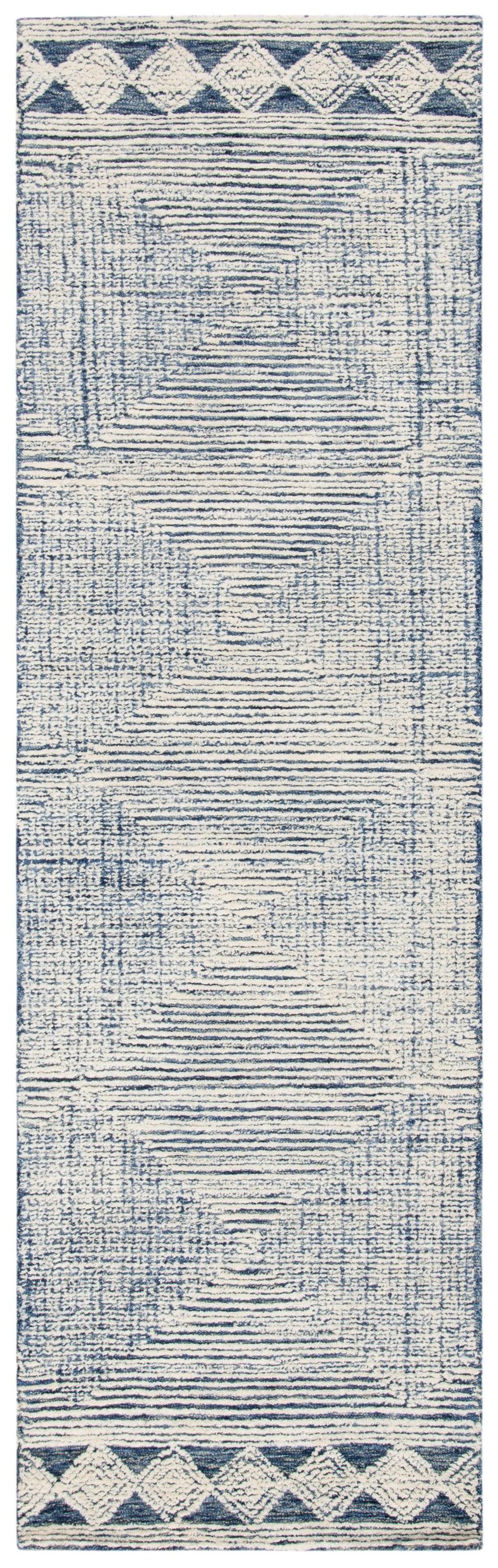 Abstract ABT349 Hand Tufted Runner Rug - Ivory/Navy - 2'3"x12' - Safavieh .