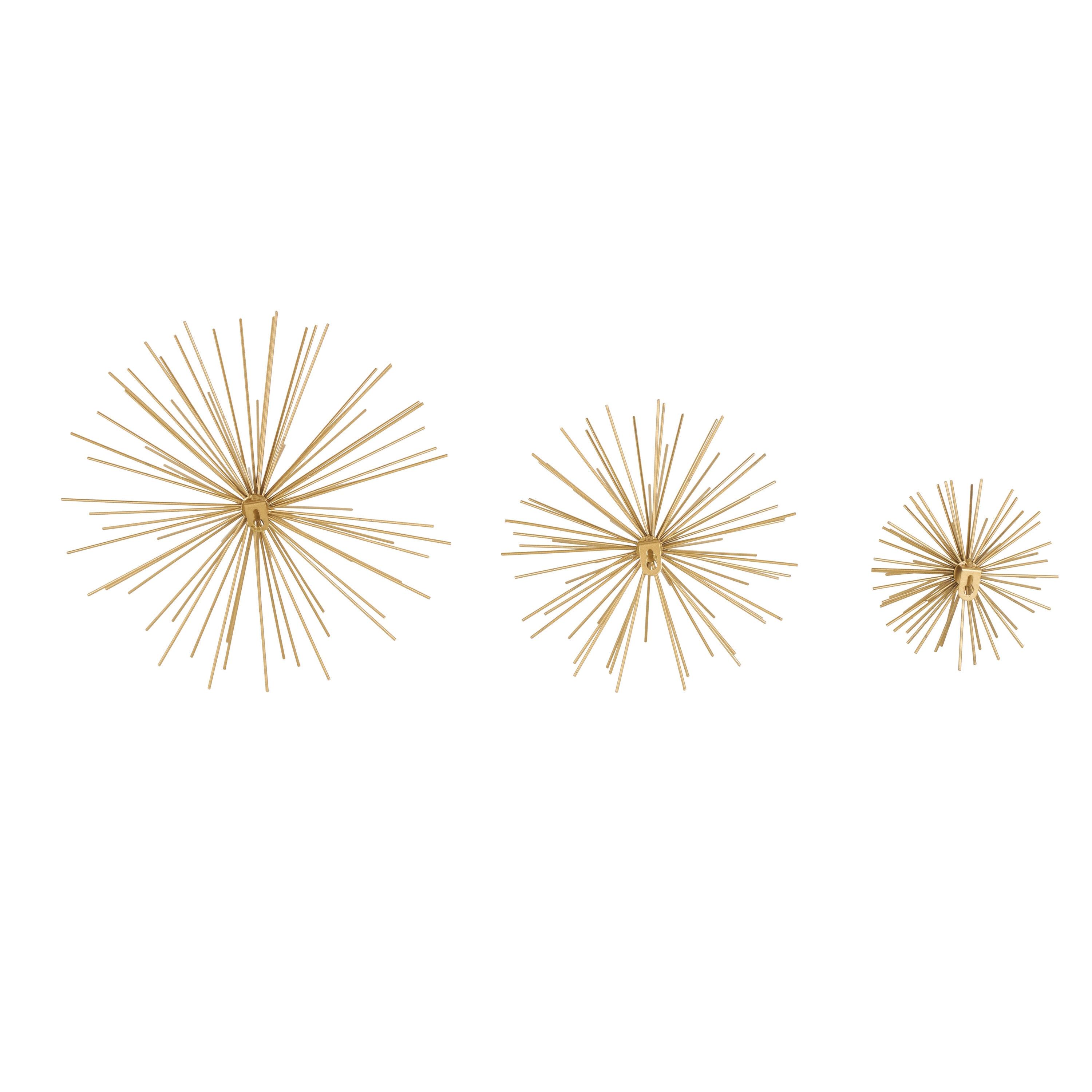 Metal 3D Long Spike Starburst Home Wall Decor Set