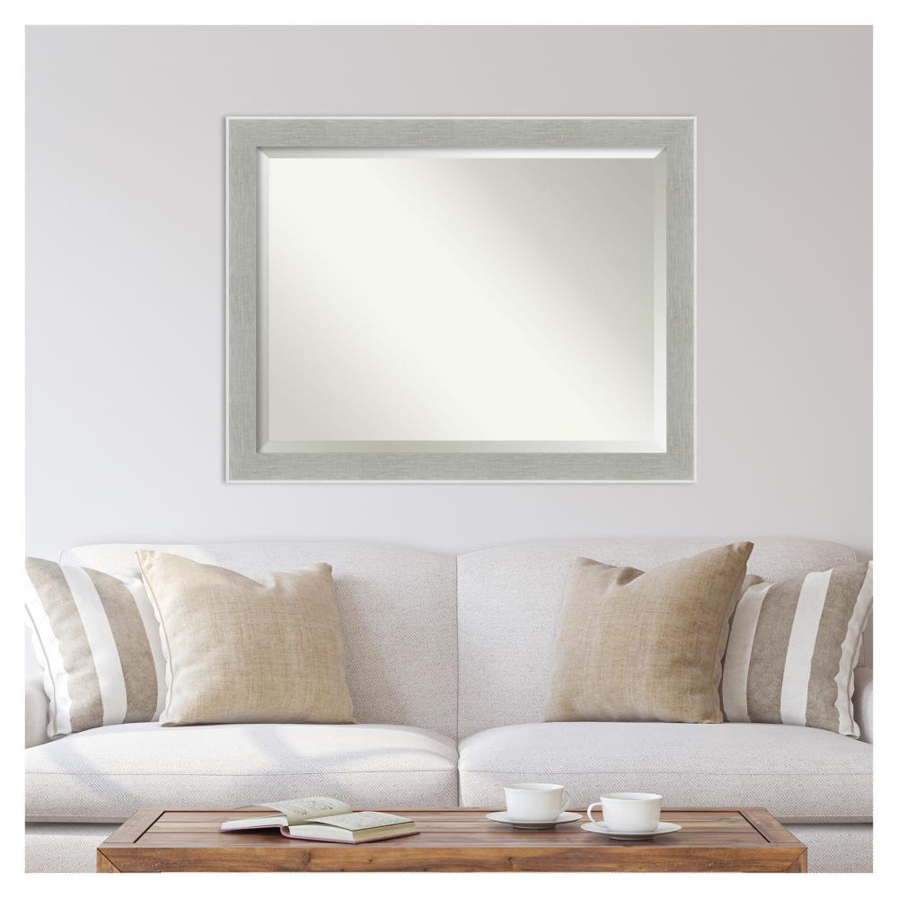 23" x 29" Glam Framed Bathroom Vanity Wall Mirror Linen Gray - Amanti Art: Modern, Beveled, Wall-Mounted