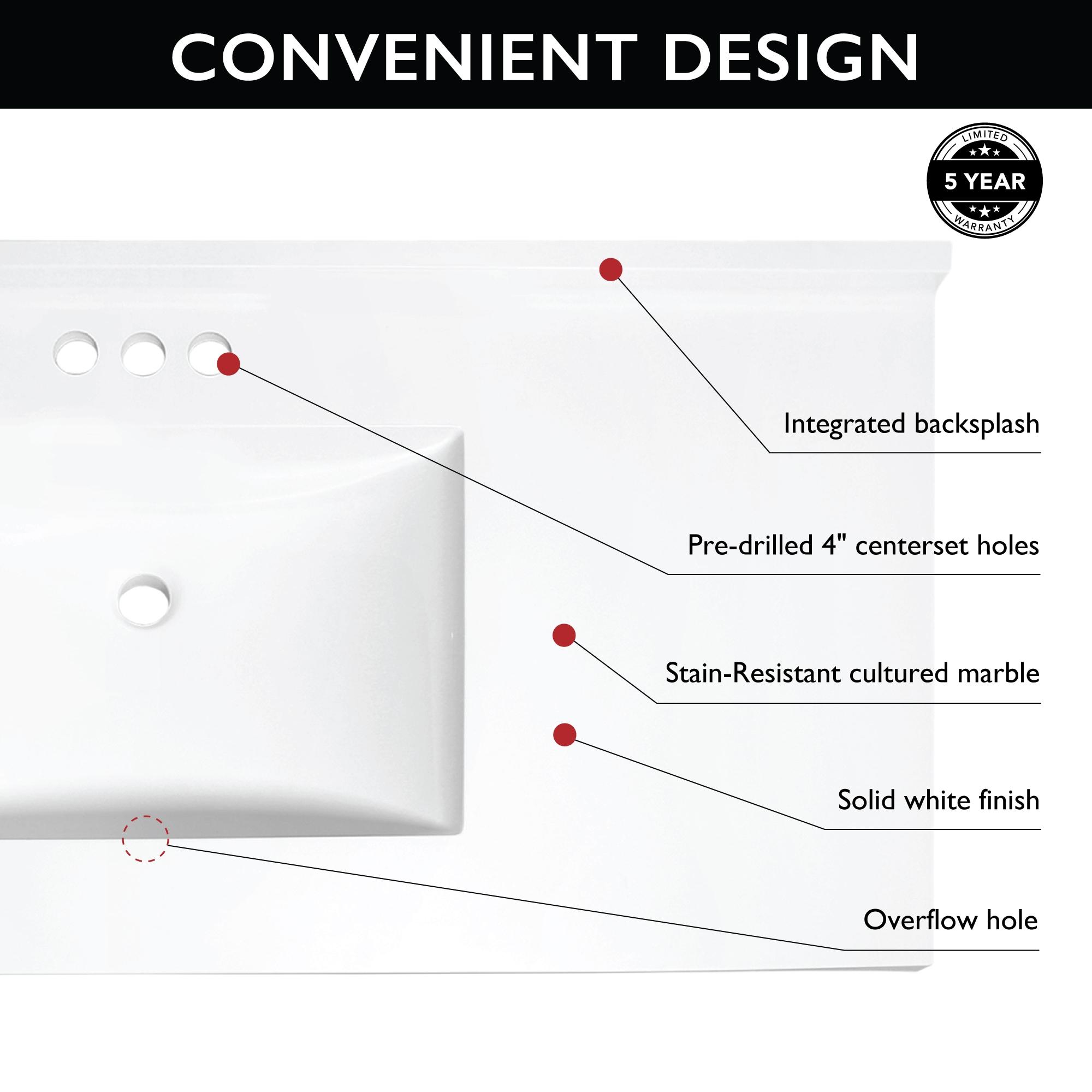 Design House Camilla II Vanity Top with Single Sink and Backsplash