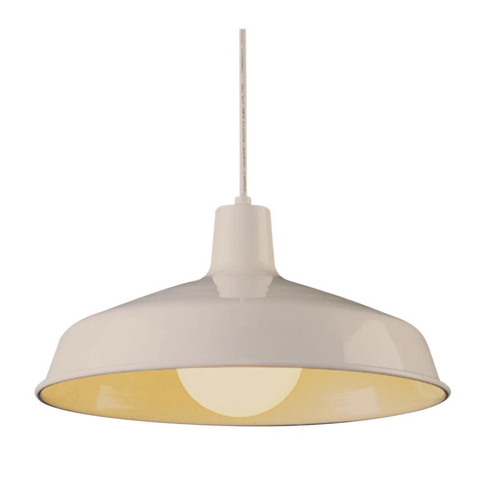 Lucid Lighting White Industrial Dome Medium Hanging Pendant Light