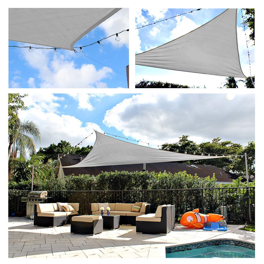 20 ft. x 20 ft. x 20 ft. Grey Triangular SunShade Sail with UV Proof Fabric