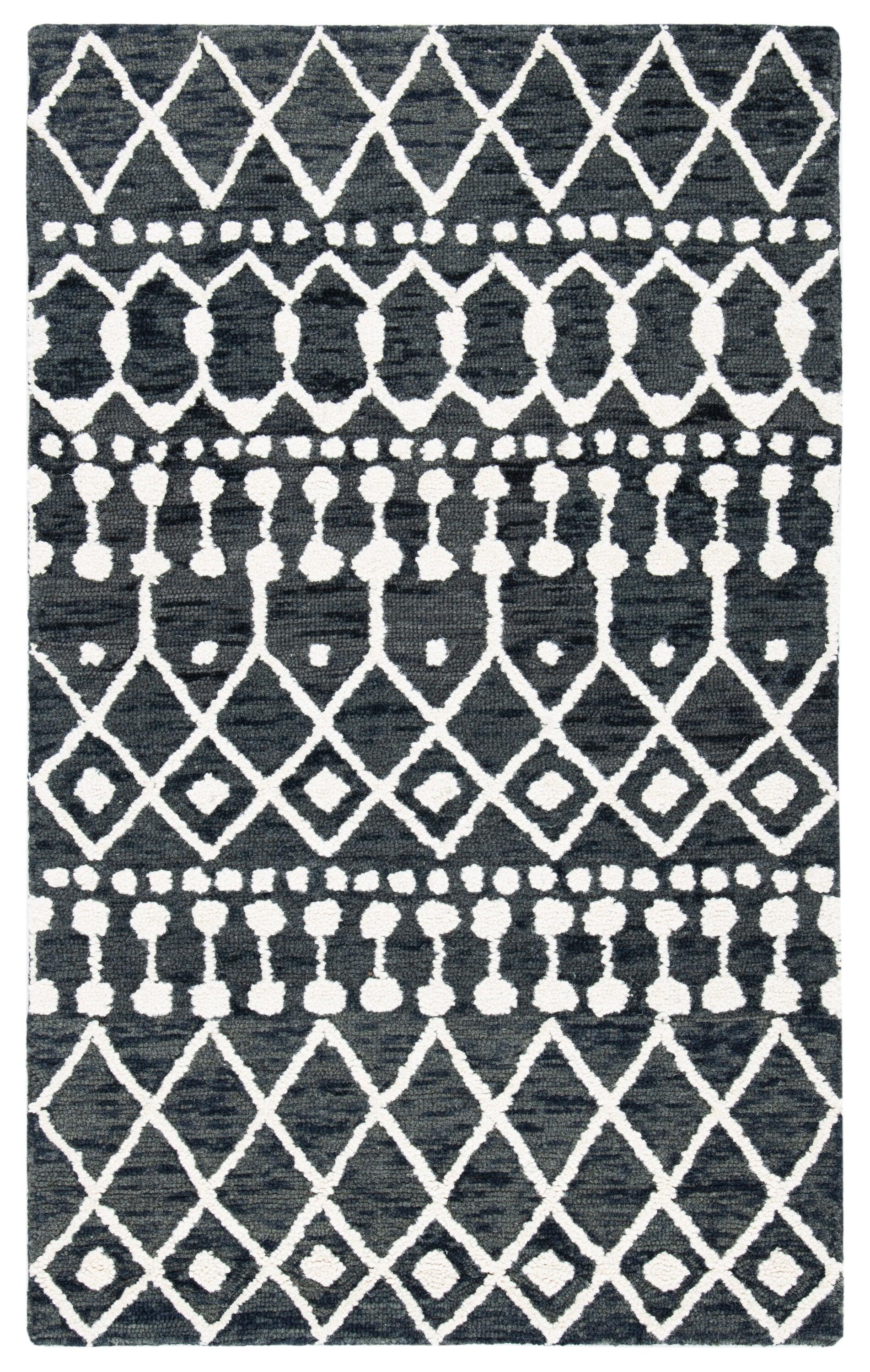 SAFAVIEH Blossom Aspen Geometric Wool Area Rug, Black/Ivory, 2' x 3'