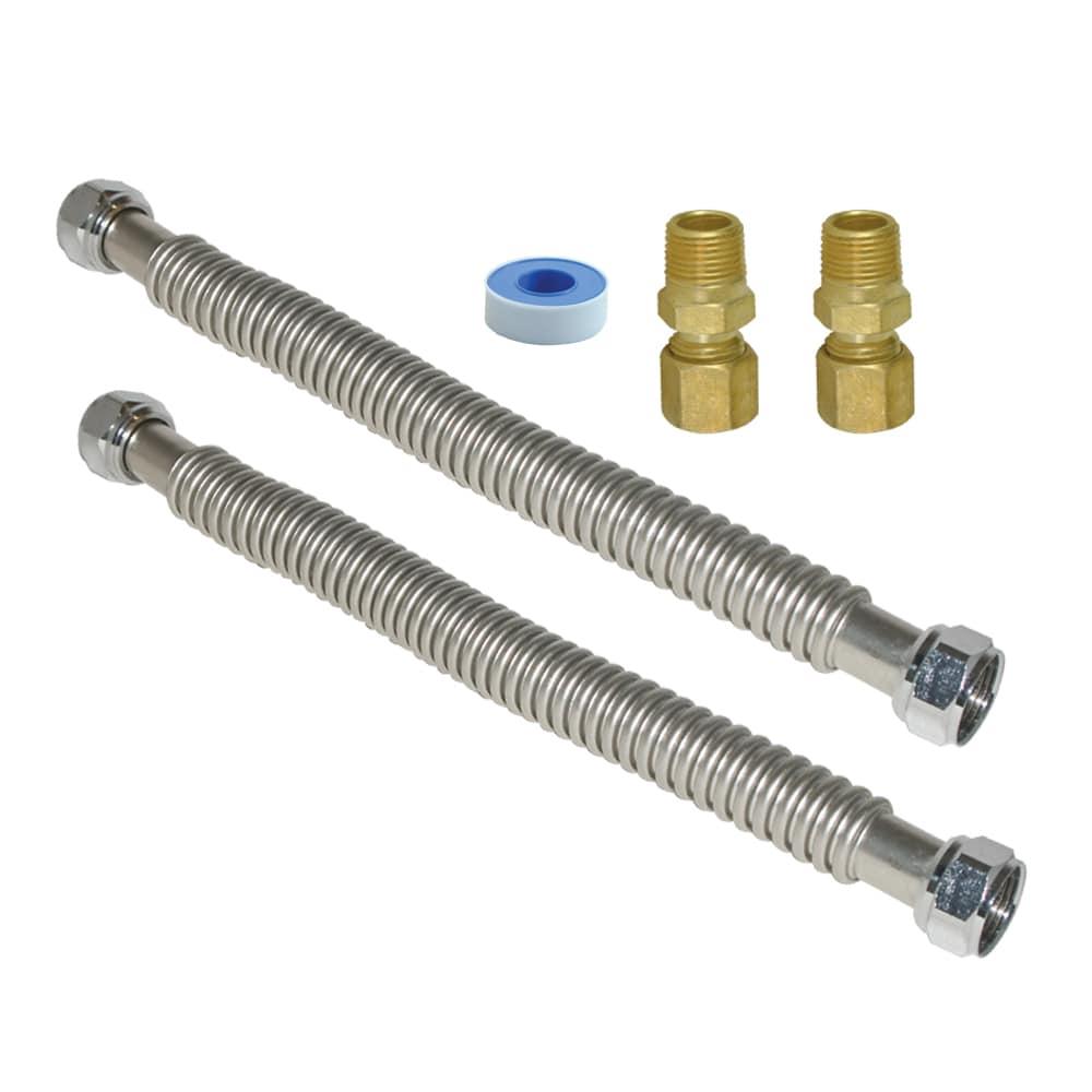 Eastman Electric Water Heater Installation Kit, 3/4 x 18 Inch Corrugated Stainless Steel Water Heater Connectors, 48281