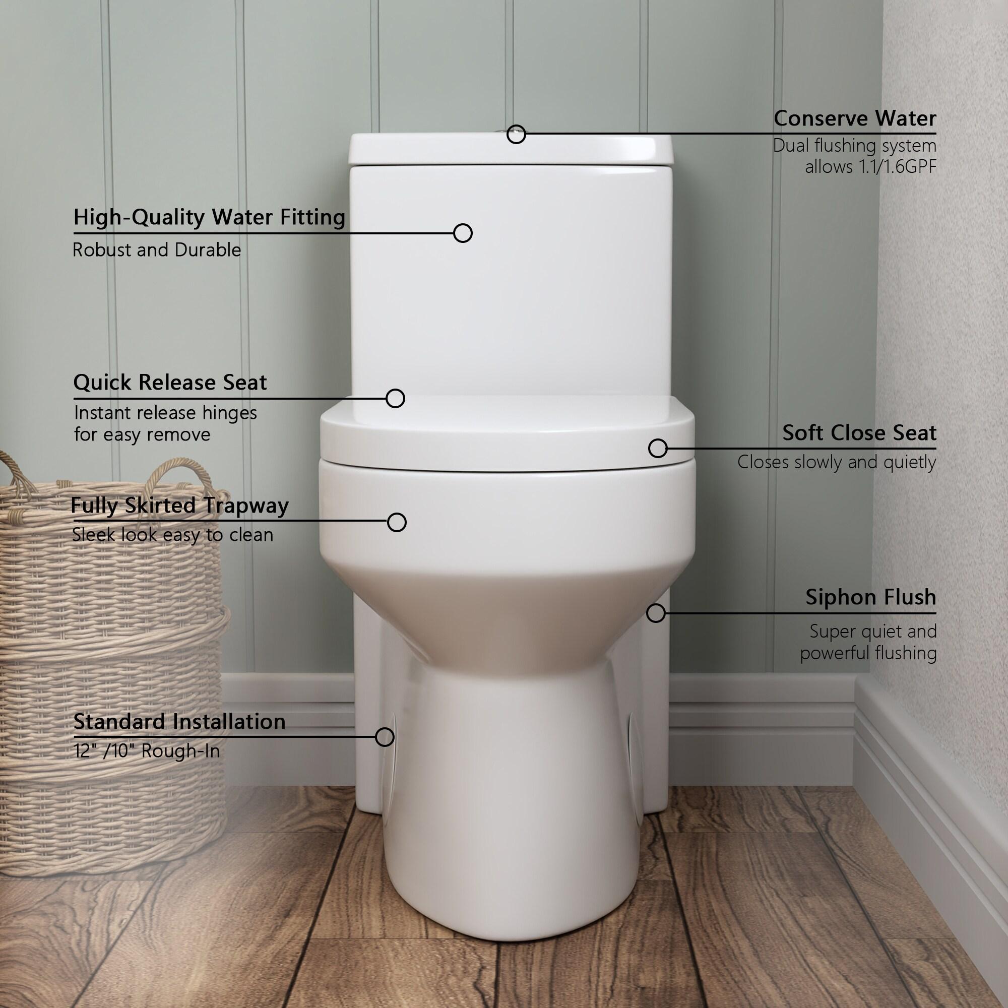 DeerValley Liberty Compact Toilets One-Piece Toilet With High-Efficiency Flush Round Toilet for Space-Saving Floor Mounted (Seat Included)