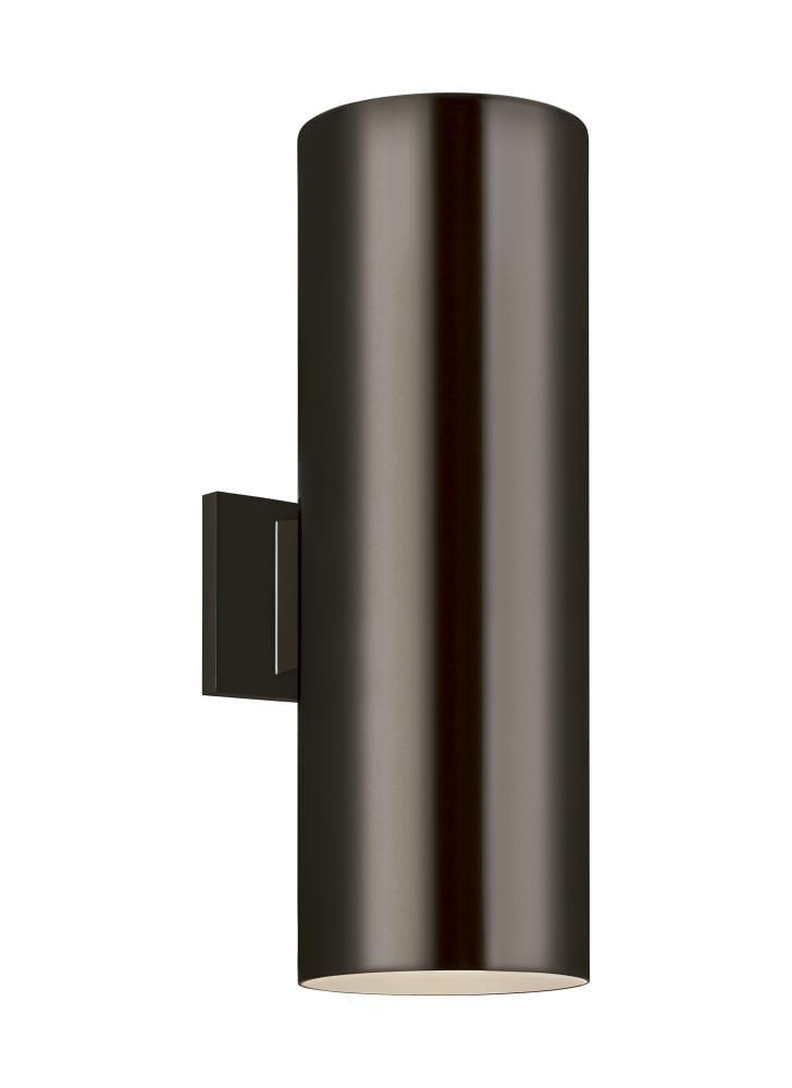 Bronze Cylinder LED Outdoor Wall Lantern with Tempered Glass