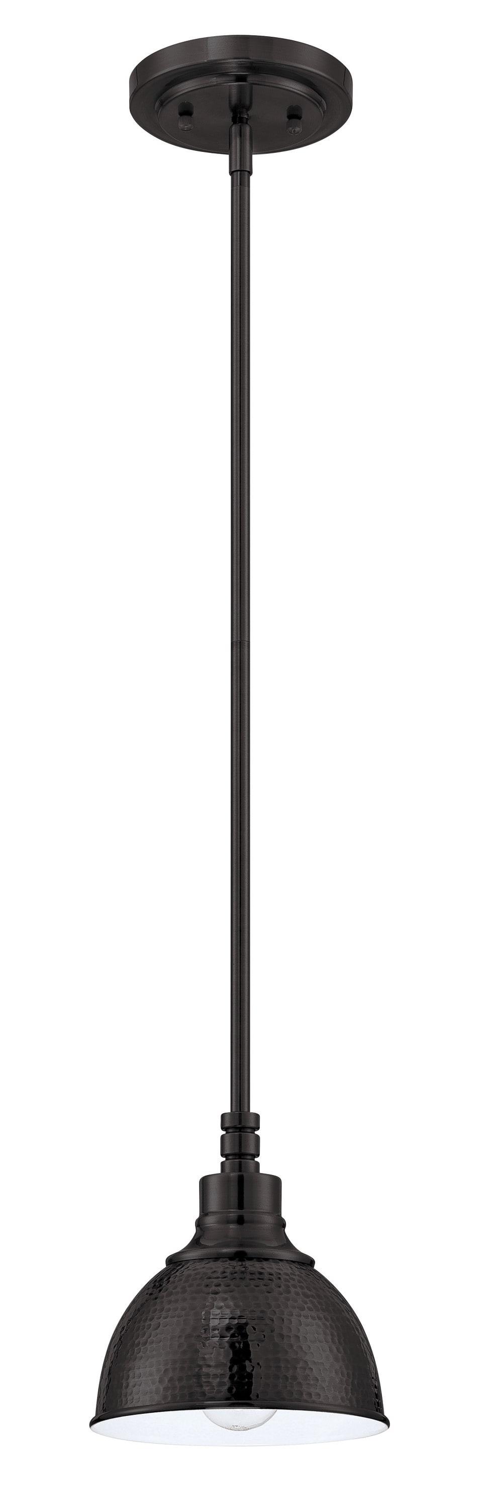 Aged Bronze Mini Pendant Light with Hammered Metal Shade