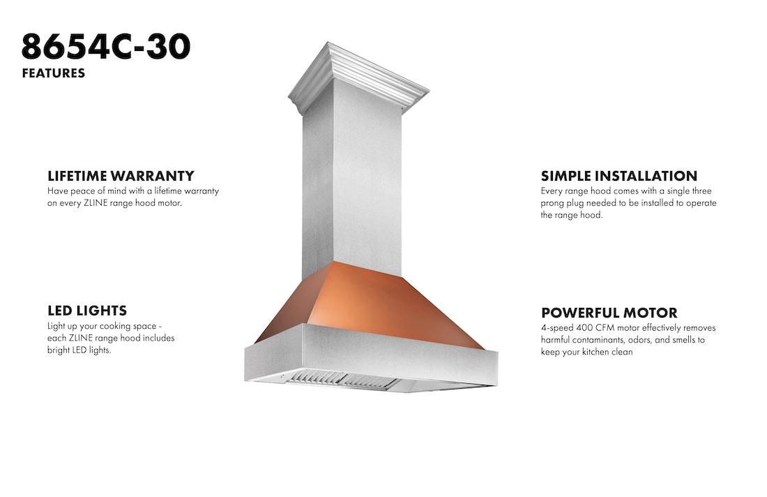 30" Fingerprint Resistant Stainless Steel Range Hood with Fingerprint Resistant Shell (8654SN-30)