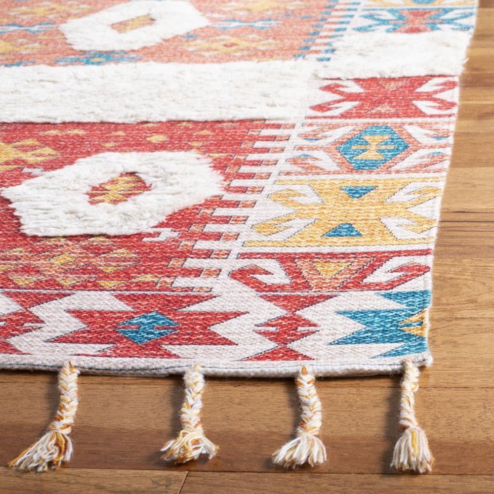 Saffron SFN105 Hand Loomed Indoor Area Rug - Rust/Beige - 5'x8' - Safavieh