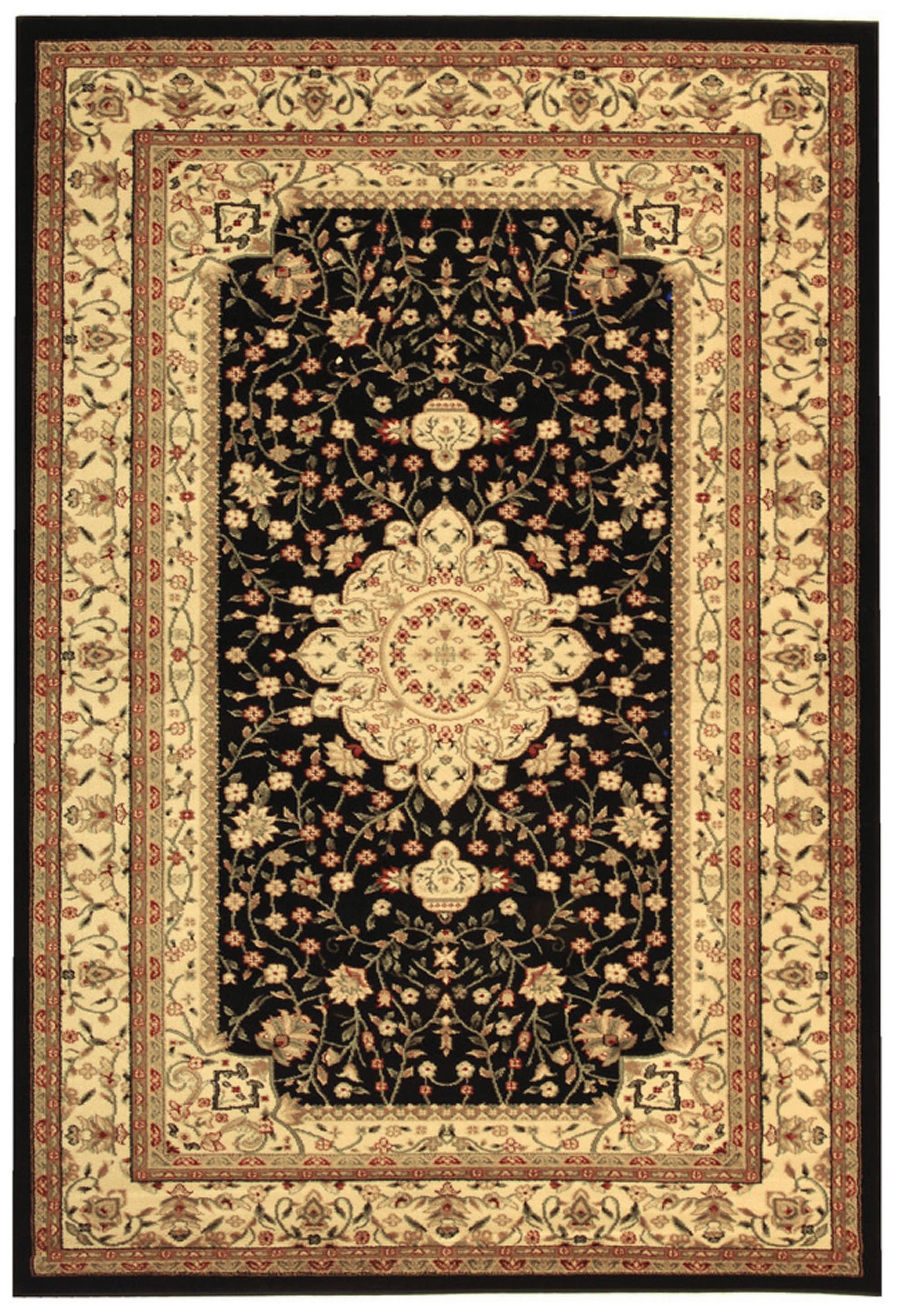 Lyndhurst LNH213 Power Loomed Area Rug - Black/Ivory - 4'x6' - Safavieh.